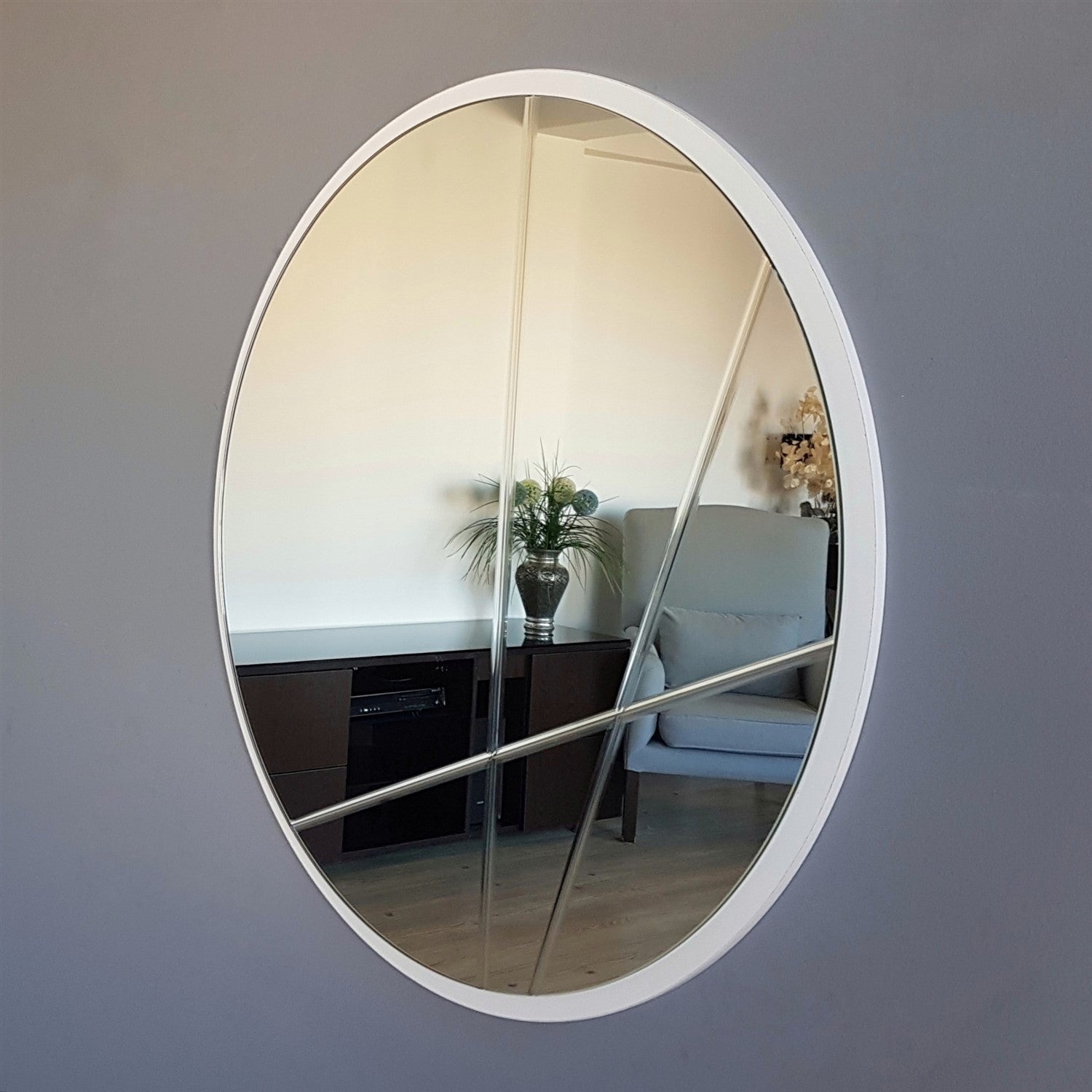 Espelho de parede prateado elegante, 60 x 60 cm | 100% MDF, montado | Perfeito para decoração moderna de hotéis e residências, design elegante em cores sólidas