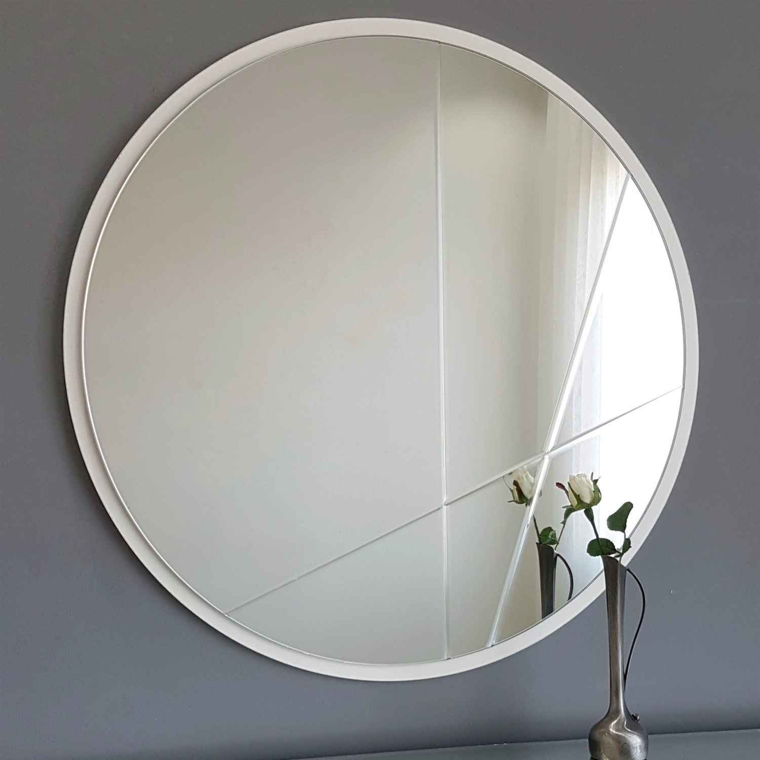 Espelho de parede prateado elegante, 60 x 60 cm | 100% MDF, montado | Perfeito para decoração moderna de hotéis e residências, design elegante em cores sólidas
