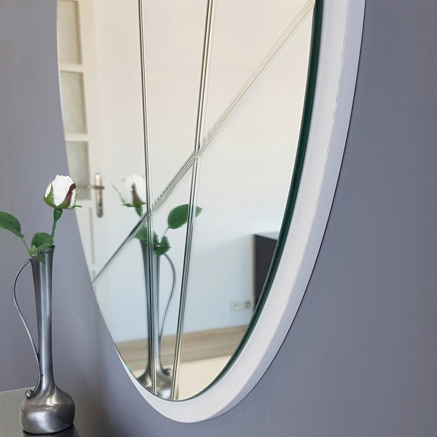 Espelho de parede prateado elegante, 60 x 60 cm | 100% MDF, montado | Perfeito para decoração moderna de hotéis e residências, design elegante em cores sólidas