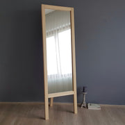 Espelho elegante estilo Cheval com prateleiras, 55 cm x 170 cm, 100% madeira maciça de pinho, cor nogueira | Montável na parede, montado | Design boêmio e rústico