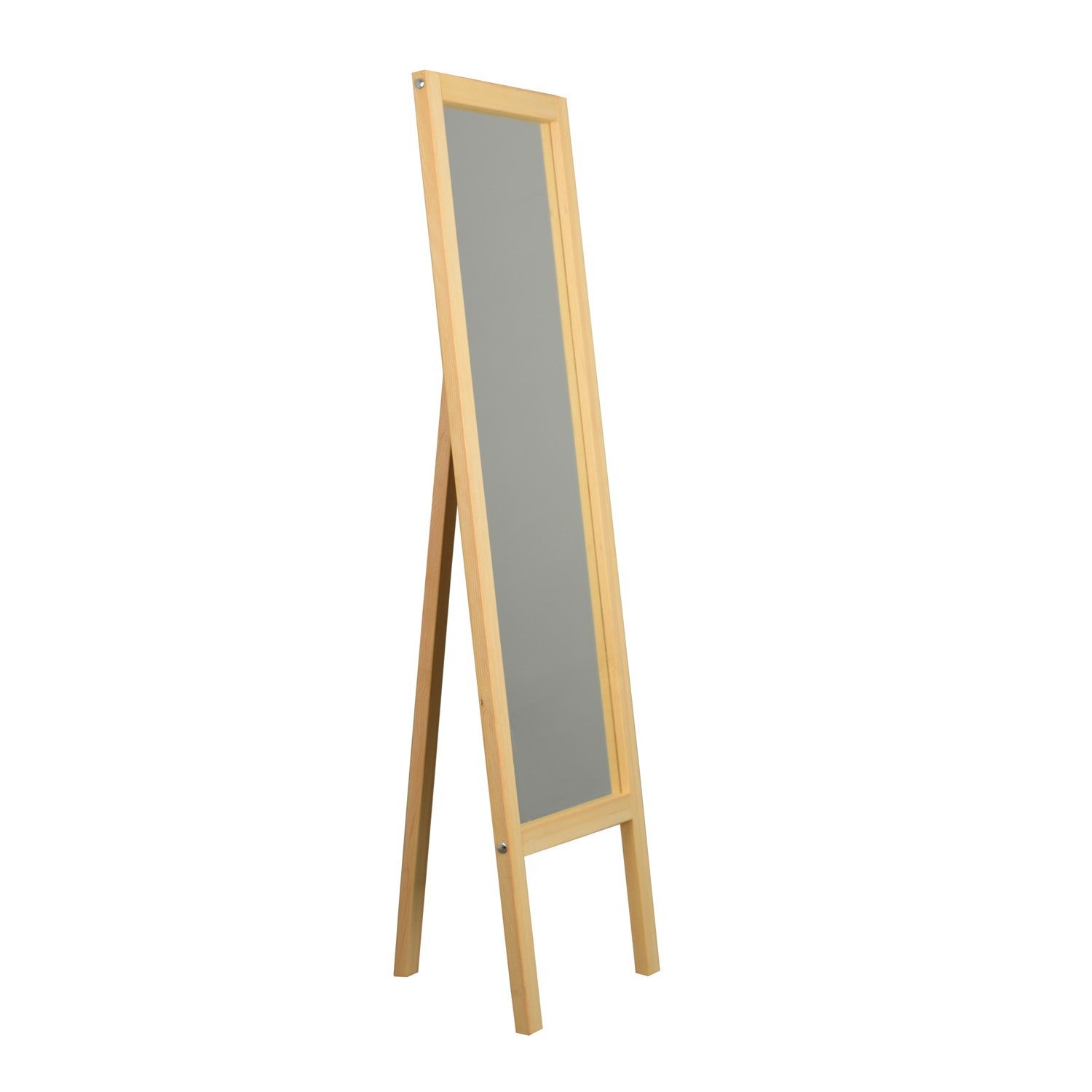 Espelho elegante estilo Cheval com prateleiras, 55 cm x 170 cm, 100% madeira maciça de pinho, cor nogueira | Montável na parede, montado | Design boêmio e rústico