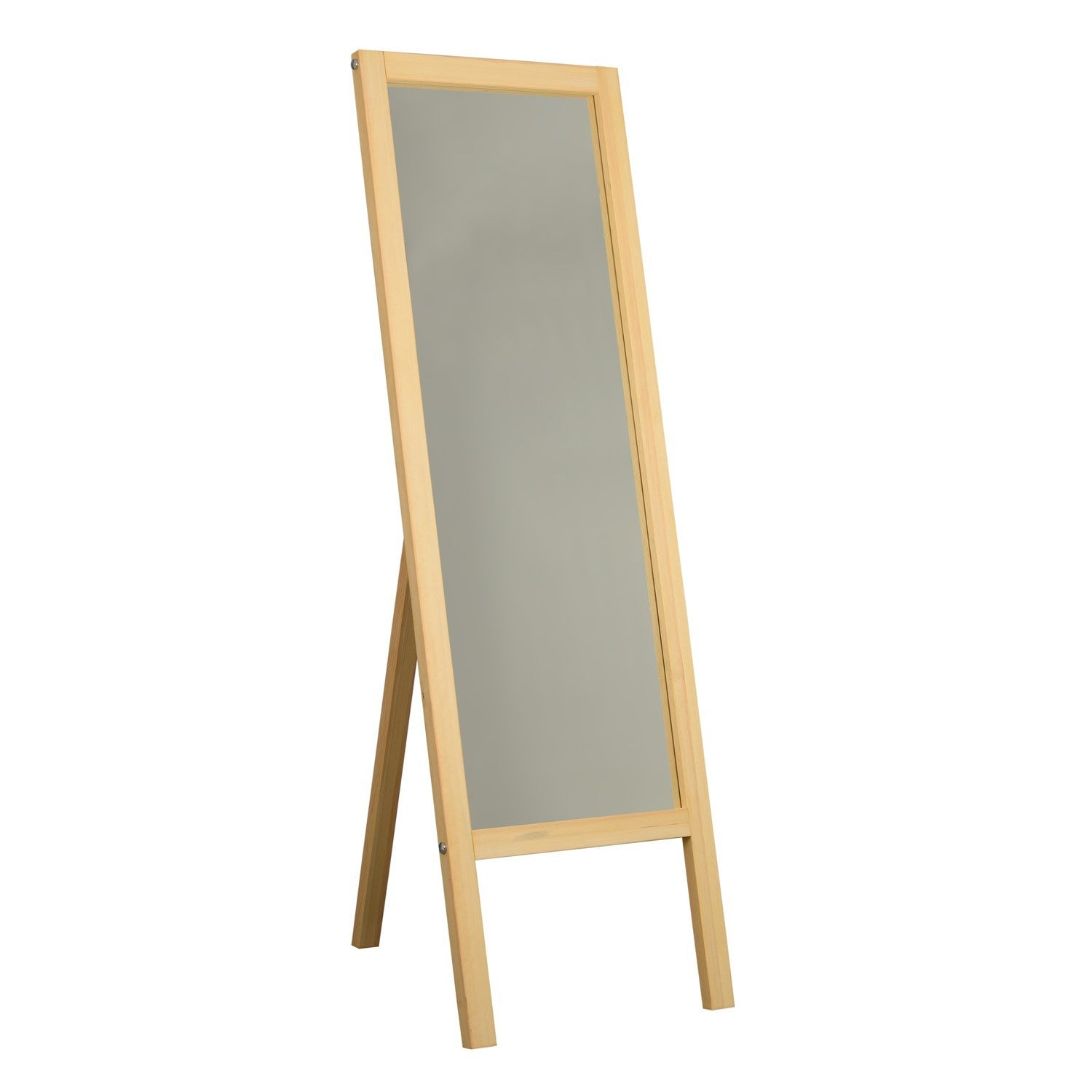 Espelho elegante estilo Cheval com prateleiras, 55 cm x 170 cm, 100% madeira maciça de pinho, cor nogueira | Montável na parede, montado | Design boêmio e rústico