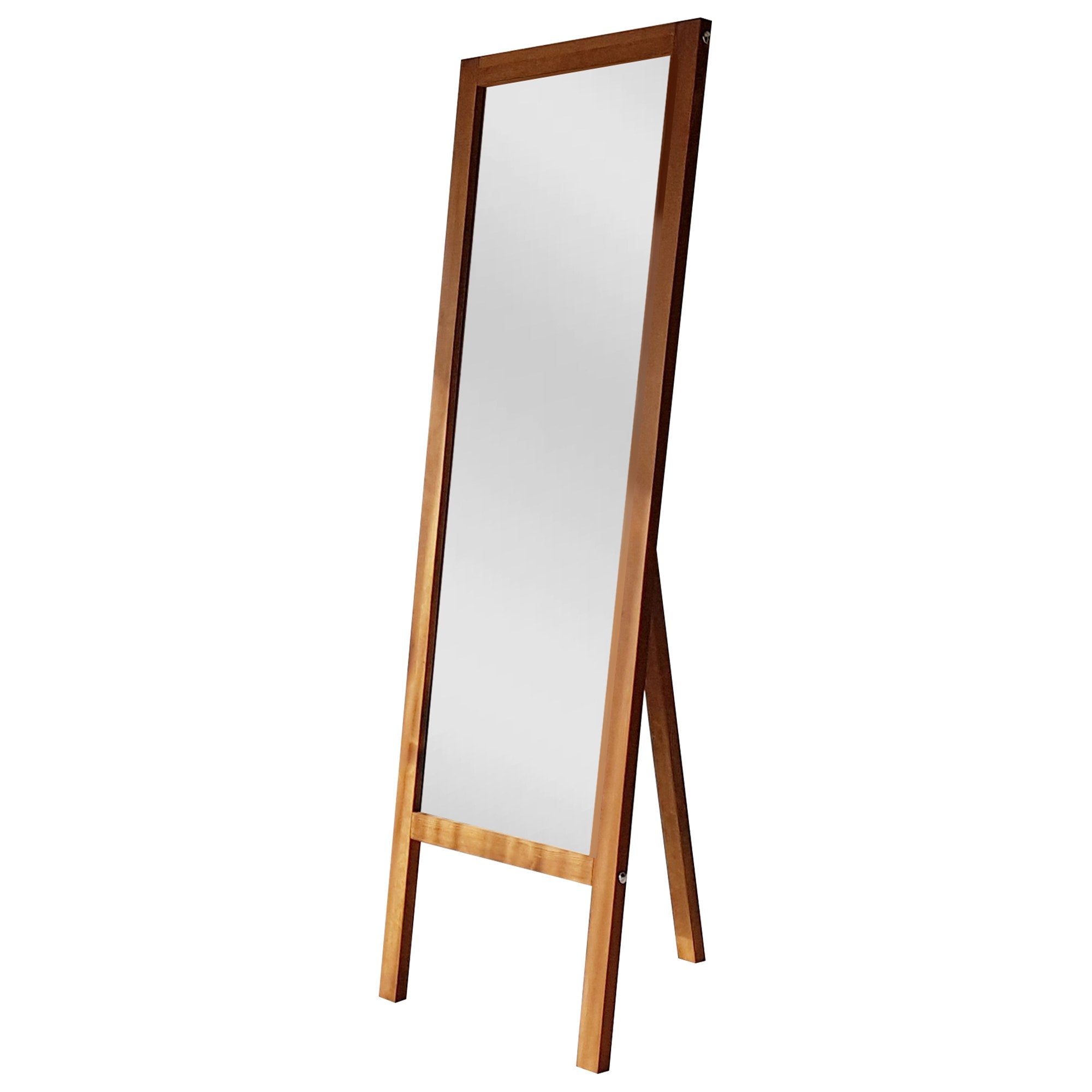 Espelho elegante estilo Cheval com prateleiras, 55 cm x 170 cm, 100% madeira maciça de pinho, acabamento em carvalho | Montável na parede, montado | Design boêmio e rústico
