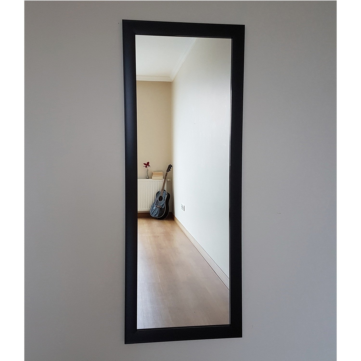 Espelho de parede preto elegante, 40 x 105 cm | Estrutura 100% laminada, ajustável horizontal e verticalmente | Perfeito para decoração moderna de hotéis e residências