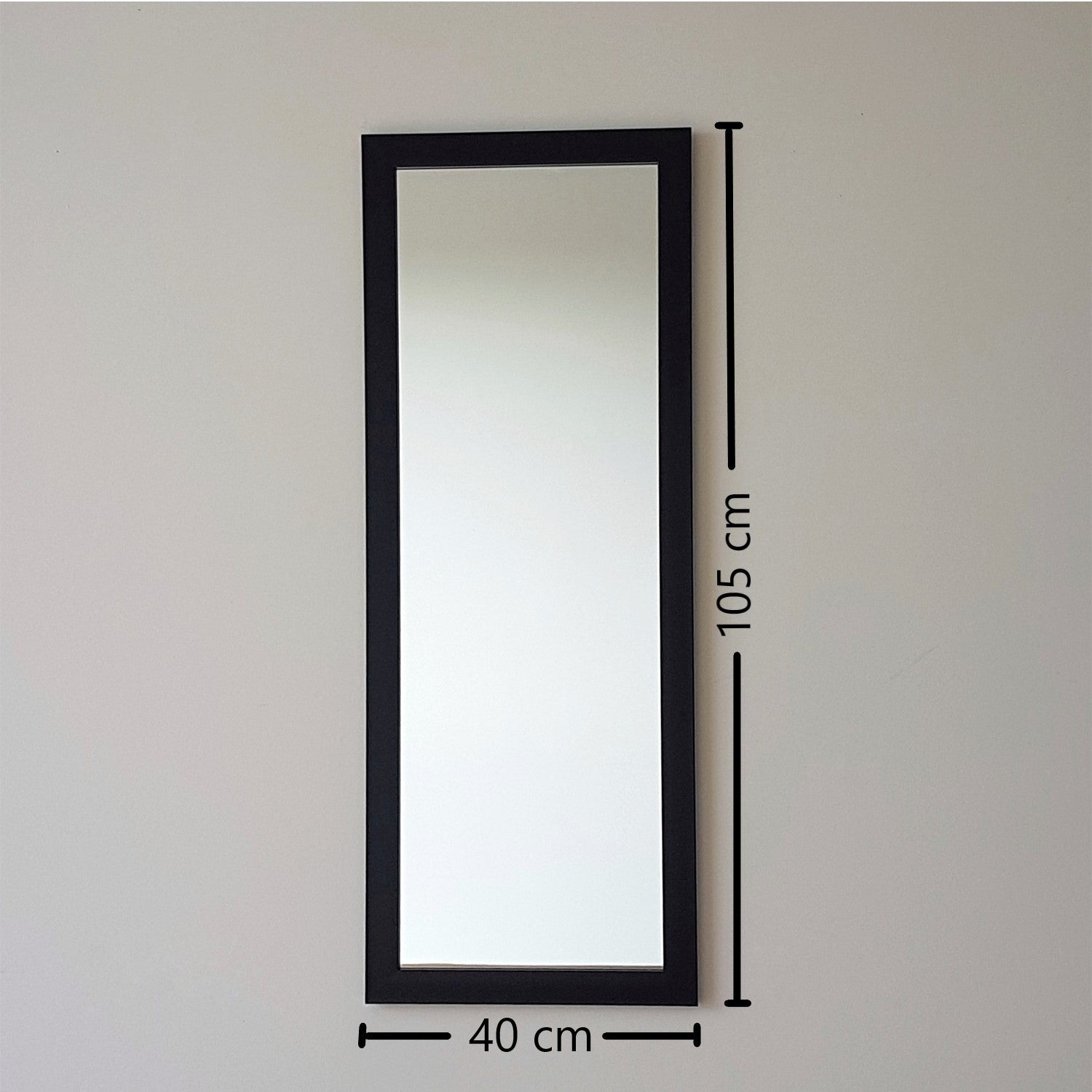 Espelho de parede preto elegante, 40 x 105 cm | Estrutura 100% laminada, ajustável horizontal e verticalmente | Perfeito para decoração moderna de hotéis e residências