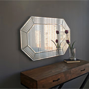 Espelho de parede prateado elegante, 100 cm x 60 cm x 2,2 cm | 100% MDF, montado, ajustável horizontal e verticalmente | Perfeito para hotéis e decoração moderna