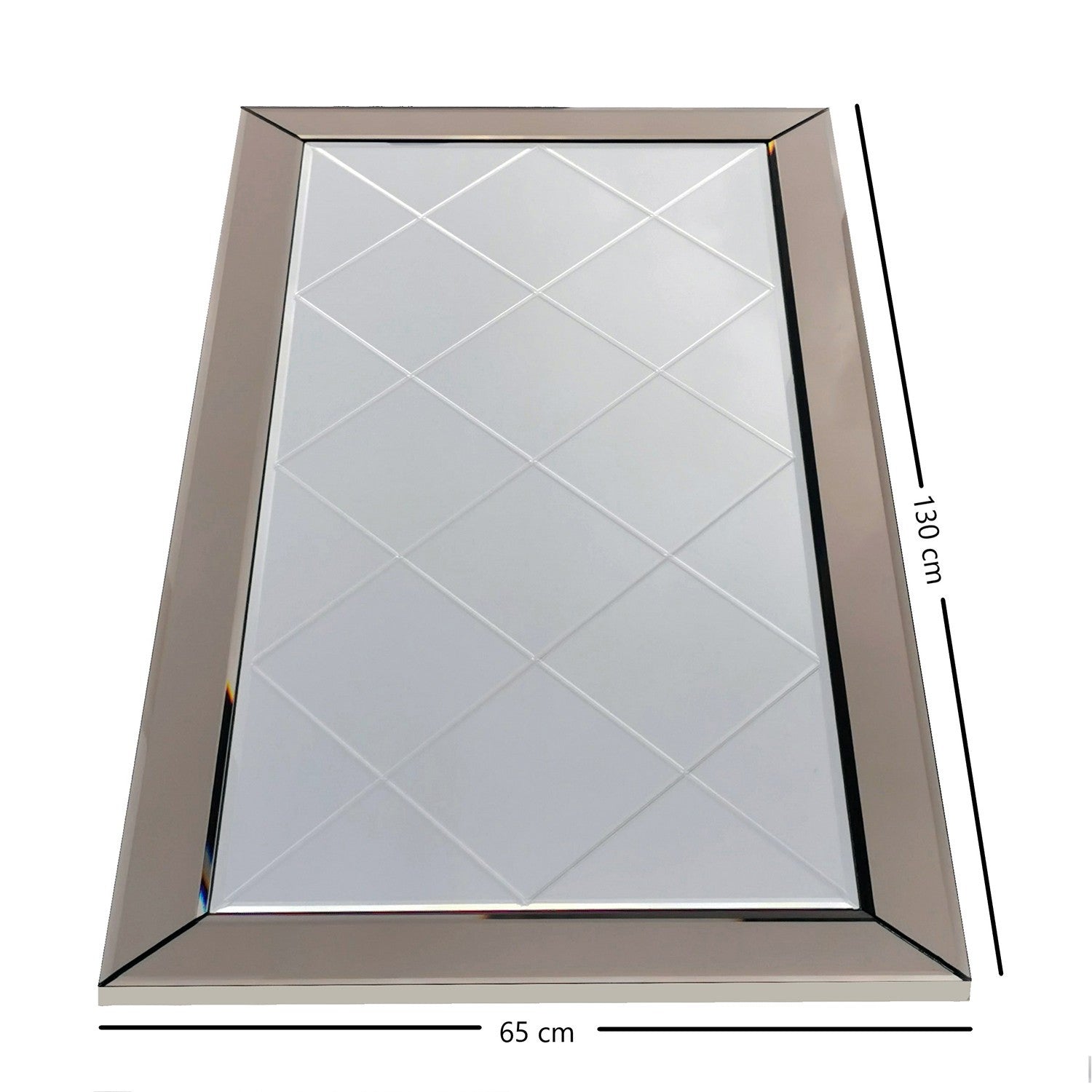 Espelho elegante de parede, 65 x 130 cm, cor bronze | 100% MDF, montado, perfeito para decoração de hotéis e moderna | Design elegante e funcional