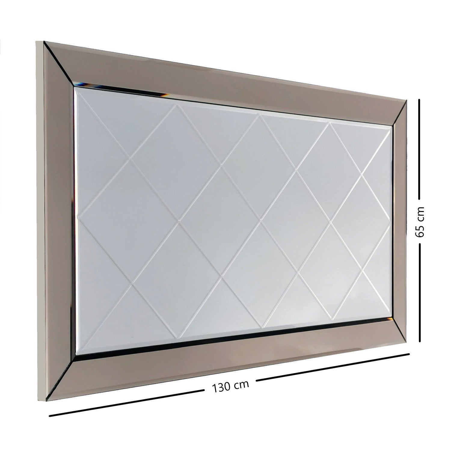 Espelho de parede prateado elegante, 130 x 65 x 2,2 cm | 100% MDF, montado, design inspirado em hotéis | Perfeito para decoração moderna de casas e entradas