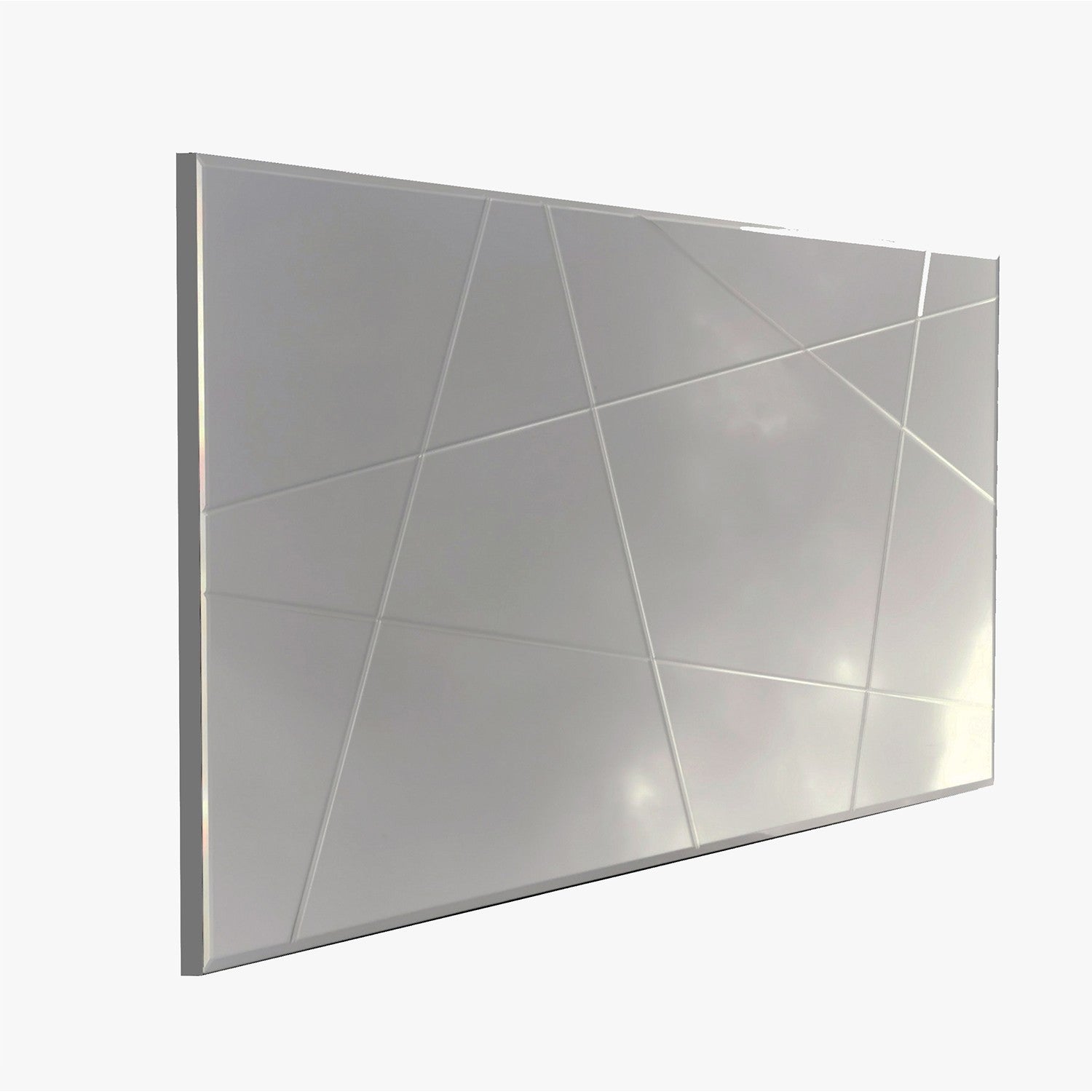 Espelho de parede prateado elegante, 130 x 62 x 2,2 cm | 100% MDF, montado, design estilo hotel | Perfeito para decoração moderna e espaços elegantes