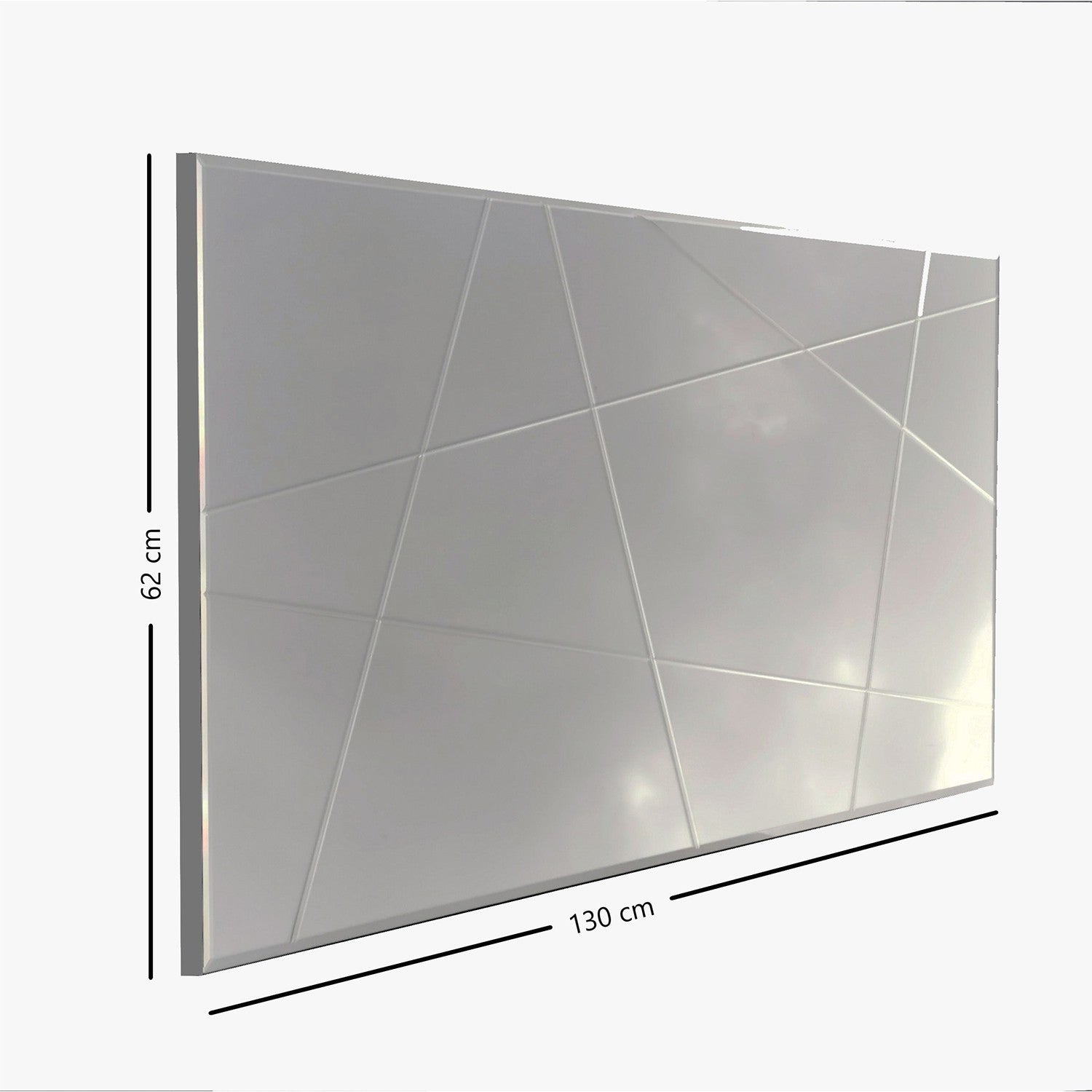 Espelho de parede prateado elegante, 130 x 62 x 2,2 cm | 100% MDF, montado, design estilo hotel | Perfeito para decoração moderna e espaços elegantes
