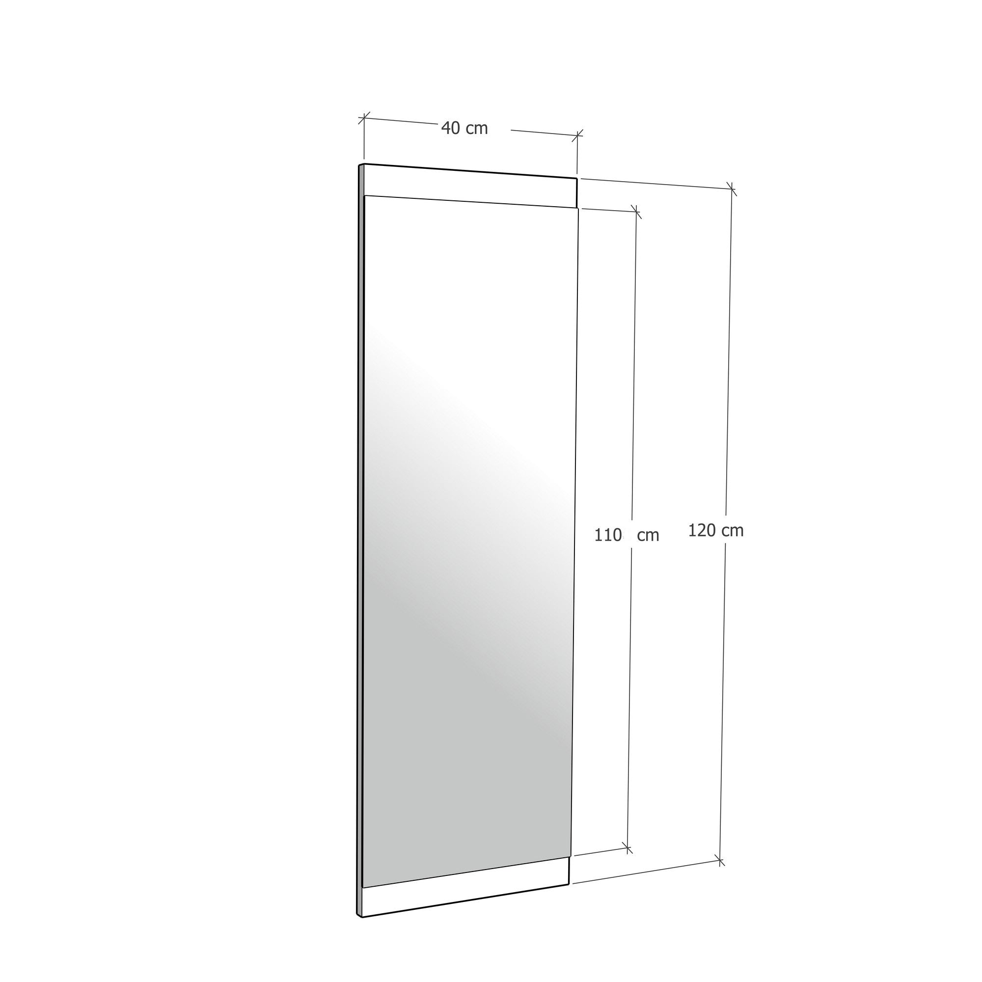Espelho de parede branco moderno, 120 x 40 x 2,2 cm | 100% MDF, montado, ajustável horizontal e verticalmente | Perfeito para decoração escandinava e hoteleira