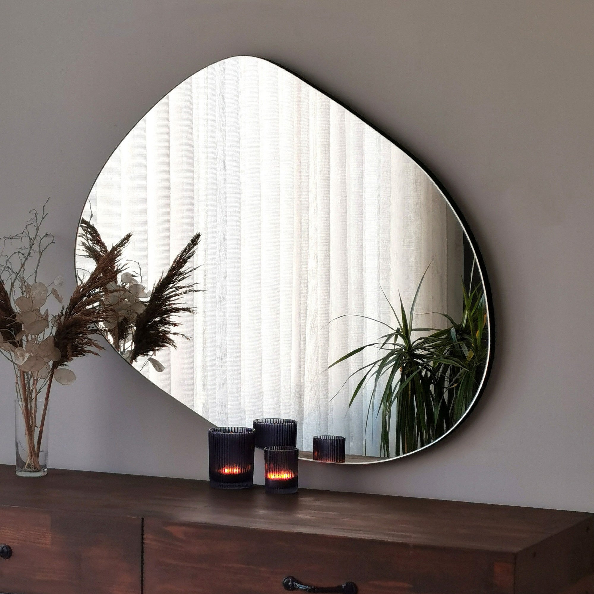 Espelho de parede preto moderno, 55 x 75 x 2,2 cm | 100% MDF, montado | Design escandinavo elegante para decoração de casa e hotel