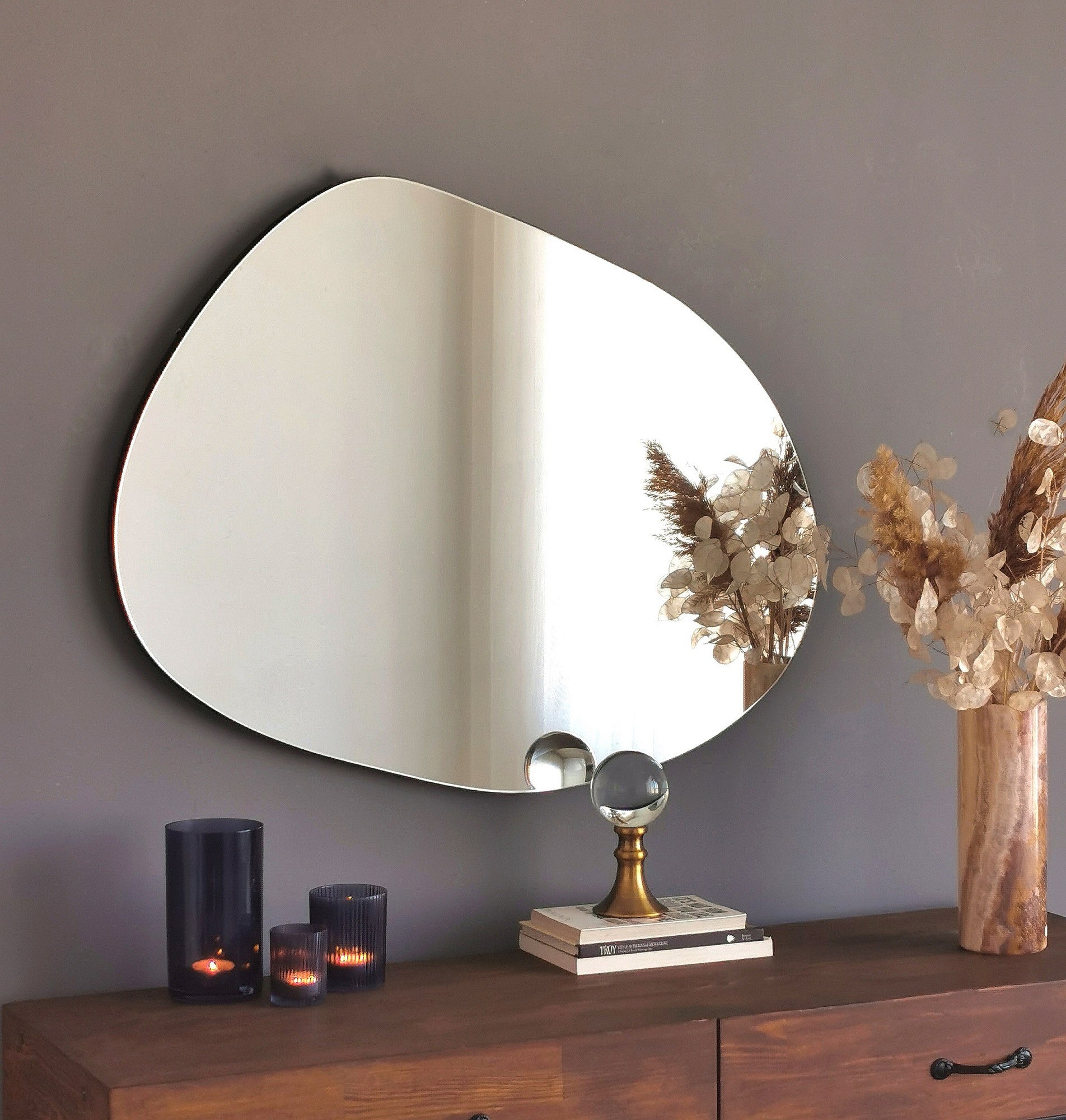 Espelho de parede preto moderno, 55 x 75 x 2,2 cm | 100% MDF, montado | Design escandinavo elegante para decoração de casa e hotel