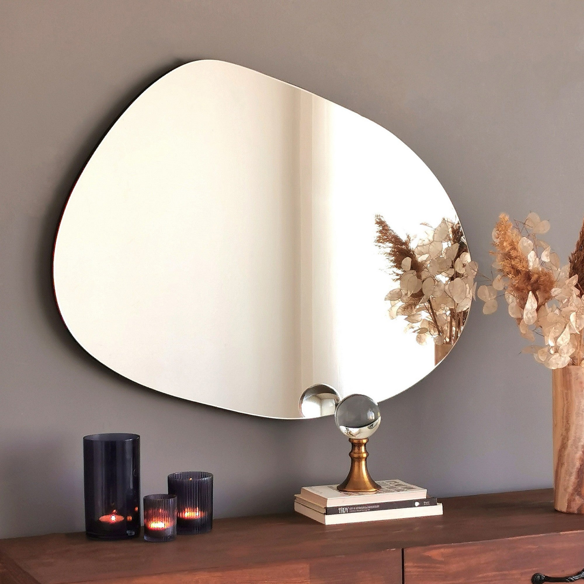 Espelho de parede preto moderno, 55 x 75 x 2,2 cm | 100% MDF, montado | Design escandinavo elegante para decoração de casa e hotel