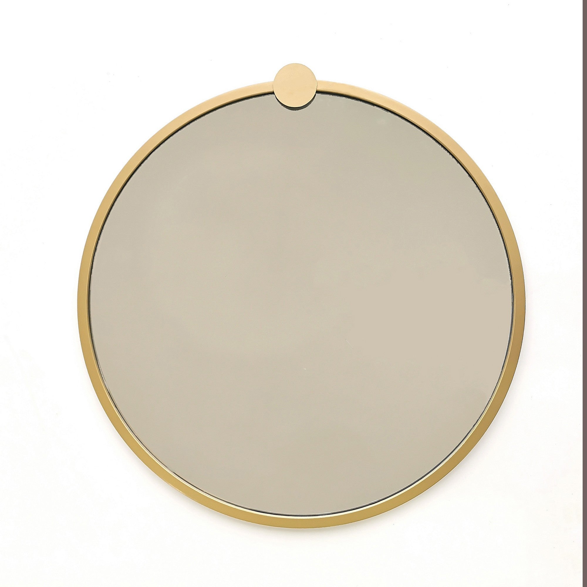 Espelho de parede dourado elegante, 60 x 60 cm, 100% metal, 2,2 cm de profundidade | Design moderno e glamouroso, perfeito para decoração de hotéis e escandinava | Montado e pronto para pendurar