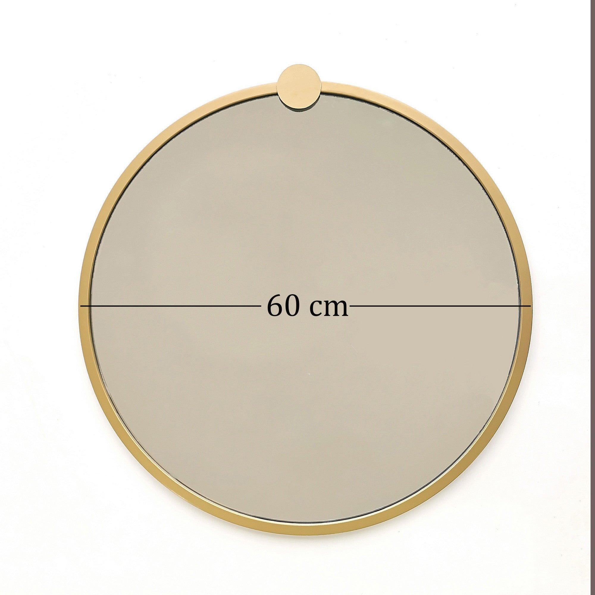 Espelho de parede dourado elegante, 60 x 60 cm, 100% metal, 2,2 cm de profundidade | Design moderno e glamouroso, perfeito para decoração de hotéis e escandinava | Montado e pronto para pendurar