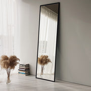 Espelho Cheval Elegante com Moldura de Metal, 50 cm x 170 cm | Acabamento Preto, Montável na Parede, Inclui Prateleiras | Perfeito para Decoração Moderna de Hotéis e Casas