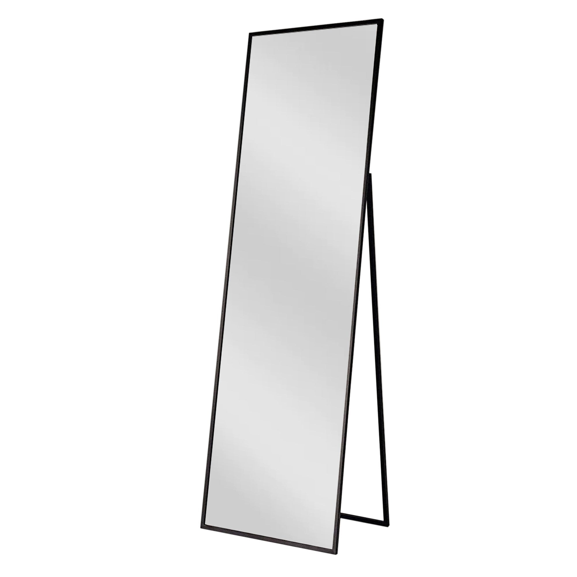 Espelho Cheval Elegante com Moldura de Metal, 50 cm x 170 cm | Acabamento Preto, Montável na Parede, Inclui Prateleiras | Perfeito para Decoração Moderna de Hotéis e Casas