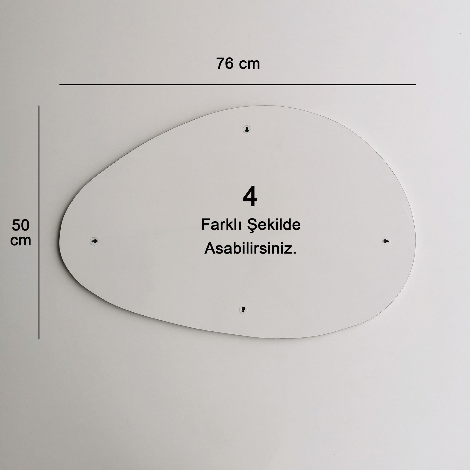 Espelho de parede moderno, 76 x 50 x 2,2 cm, MDF branco | Montado, design escandinavo | Perfeito para hotéis e espaços contemporâneos