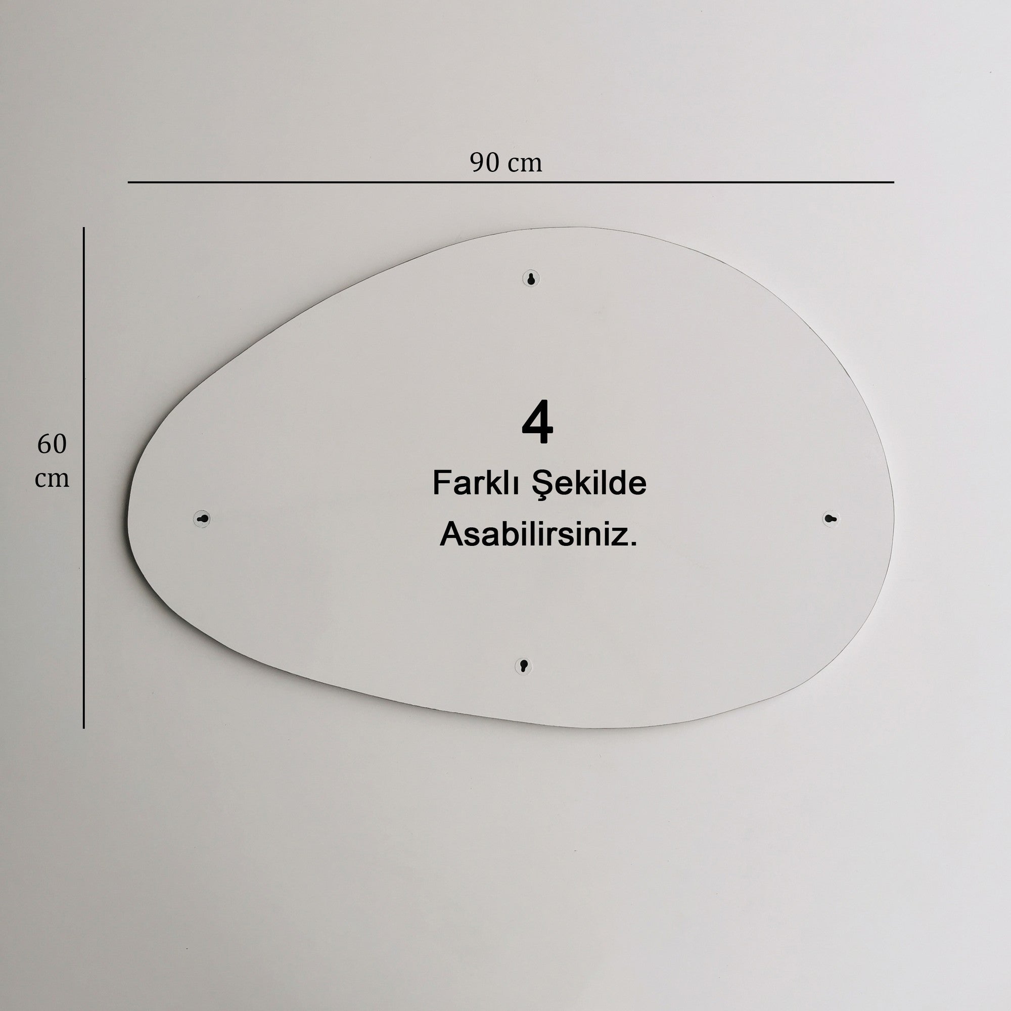 Espelho de parede moderno, 90 x 60 cm, MDF branco | Design escandinavo elegante e montado | Perfeito para hotéis e espaços contemporâneos