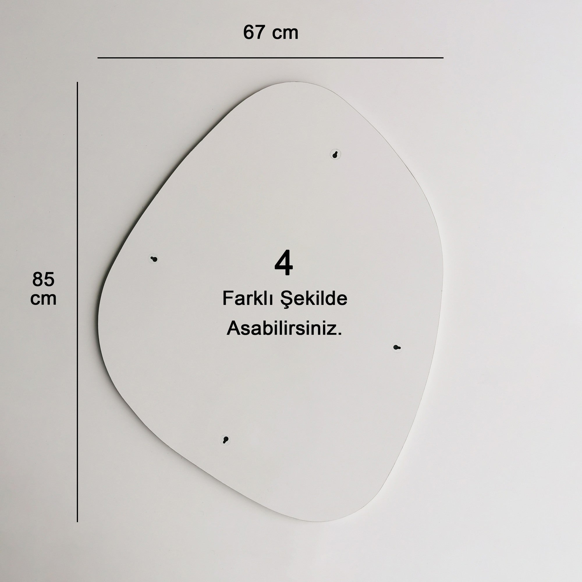 Espelho de parede moderno, 85 x 67 cm, MDF branco, 2,2 cm de espessura | Design escandinavo montado para decoração de casa e hotel | Elegante e funcional