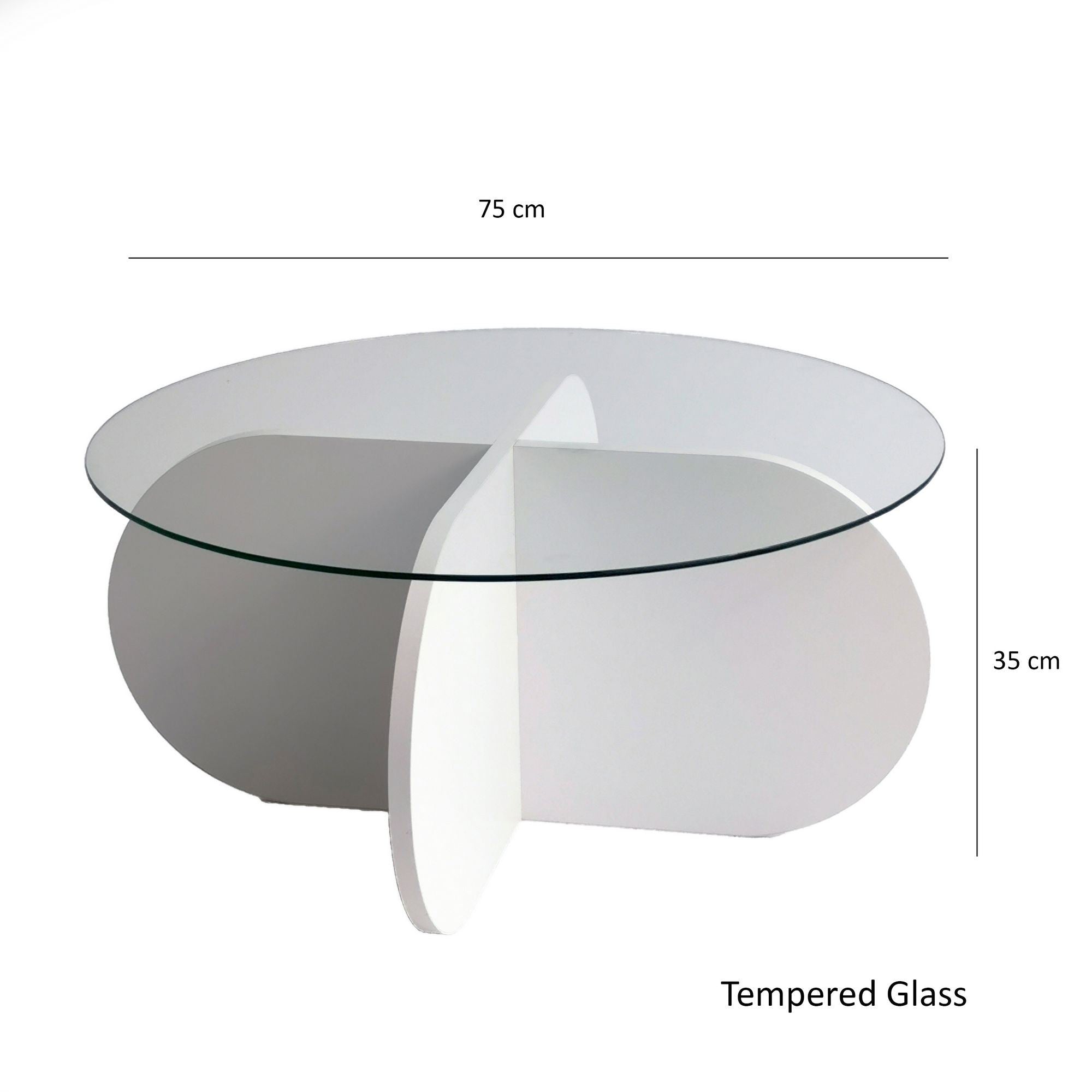 Mesa de Centro Moderna, Branca, 75 x 35 x 75 cm | Tampo 100% Vidro Temperado, 100% Aglomerado Revestido em Melamina, 18 mm de Espessura | Design Elegante e Funcional