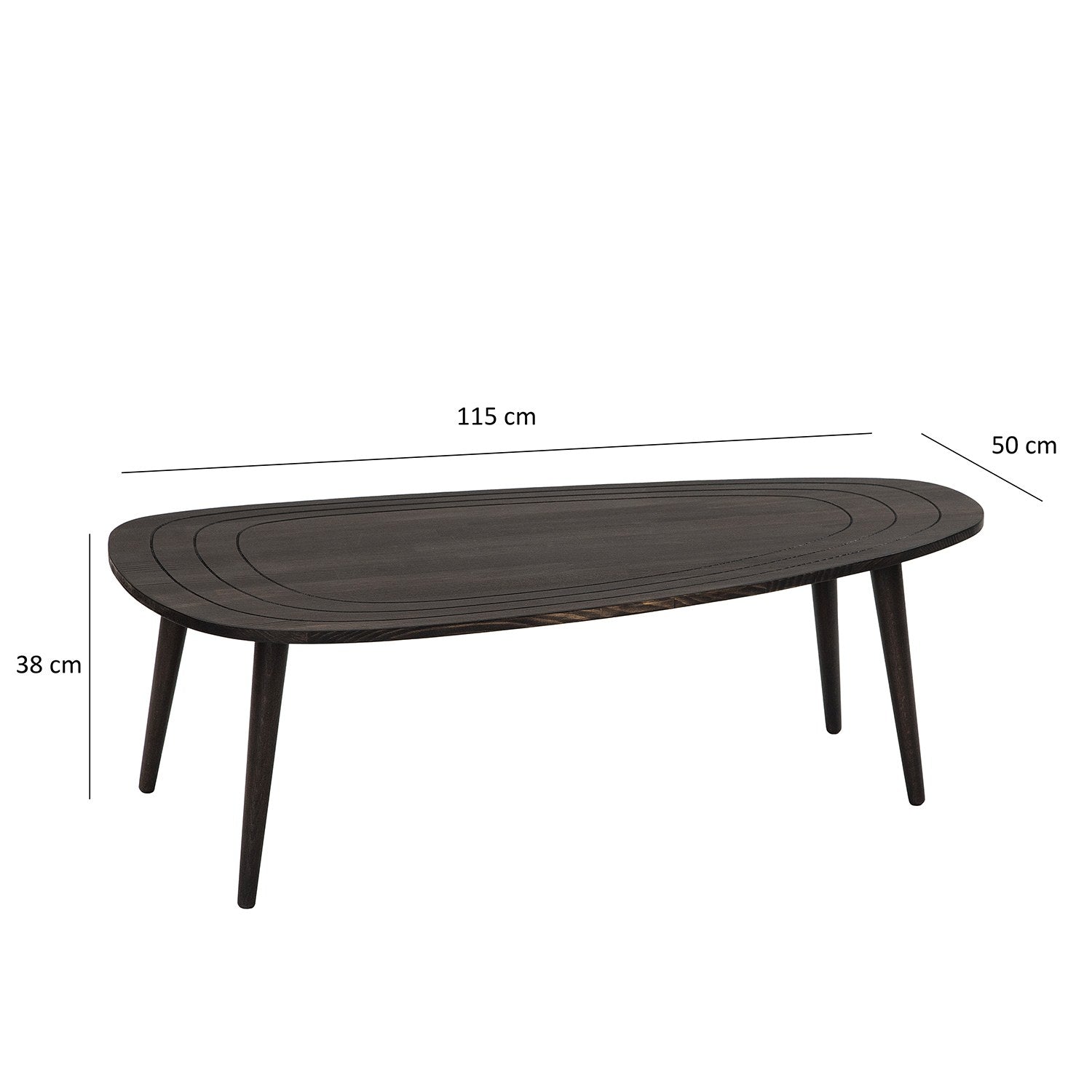 Mesa de Centro Elegante, Antracite, 115 x 38 x 50 cm | 100% Madeira de Pinho e Faia de Alta Qualidade | Perfeita para Salas de Estar Modernas e Espaços Aconchegantes