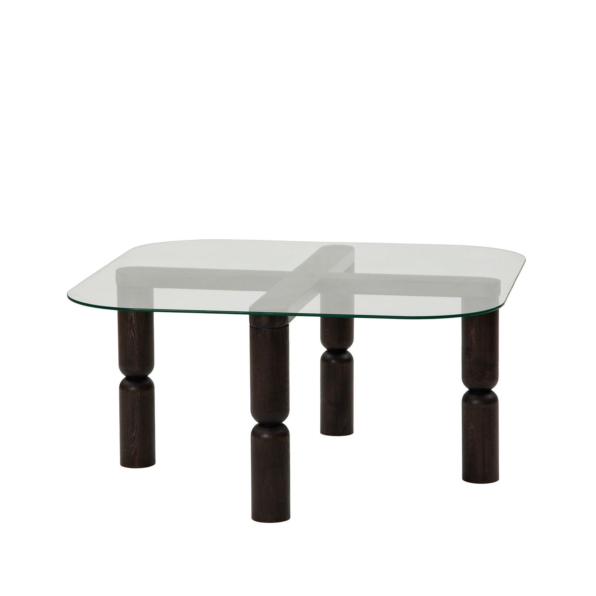 Mesa de Centro Elegante, 80 cm x 40 cm x 80 cm, Antracite | Tampo 100% Vidro Temperado, Estrutura 100% Madeira de Faia | Design Moderno para Sala de Estar e Lounge