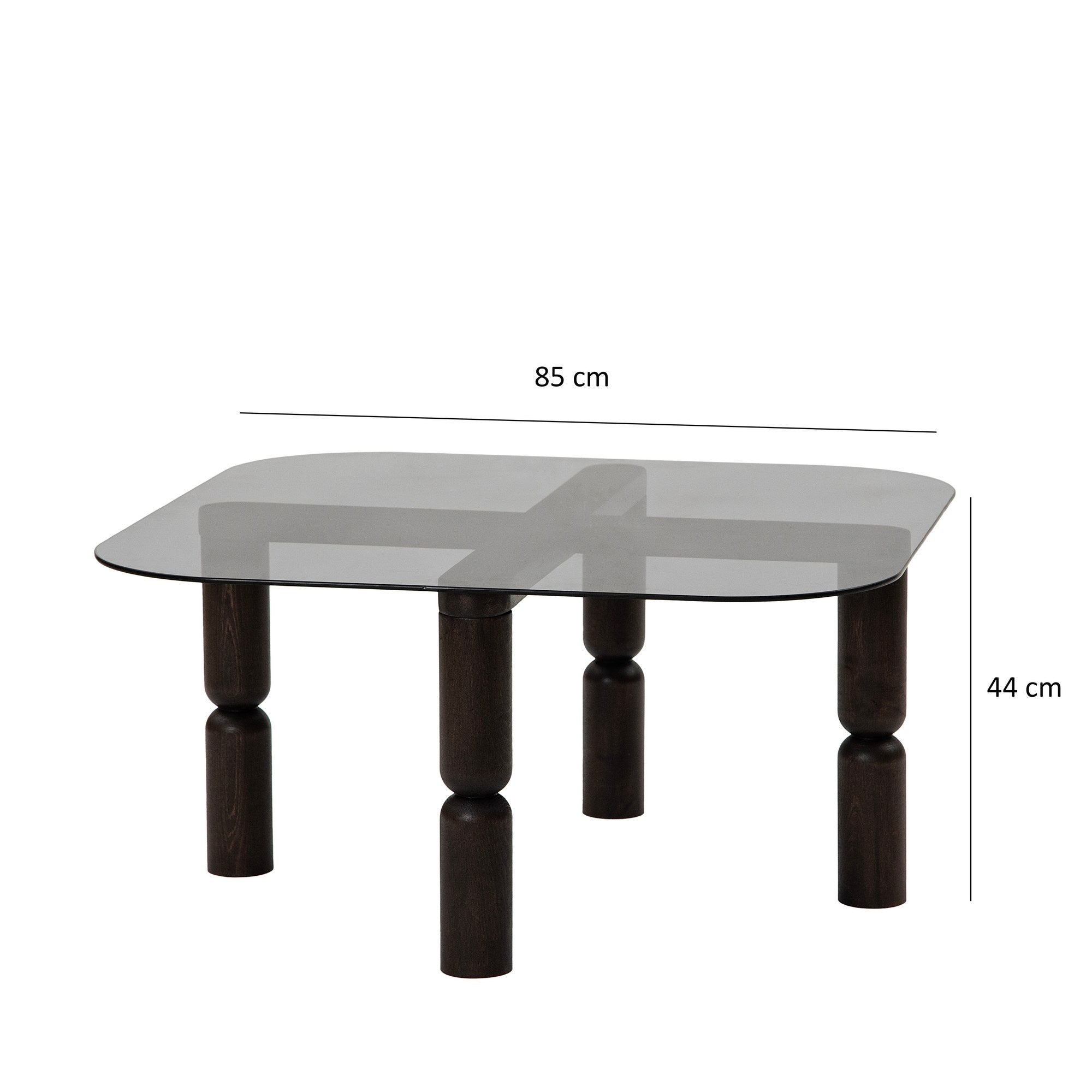 Mesa de centro elegante, 80 cm x 40 cm x 80 cm | Estrutura 100% em vidro temperado e madeira de faia | Cores elegantes em antracite e fumê, perfeita para ambientes modernos