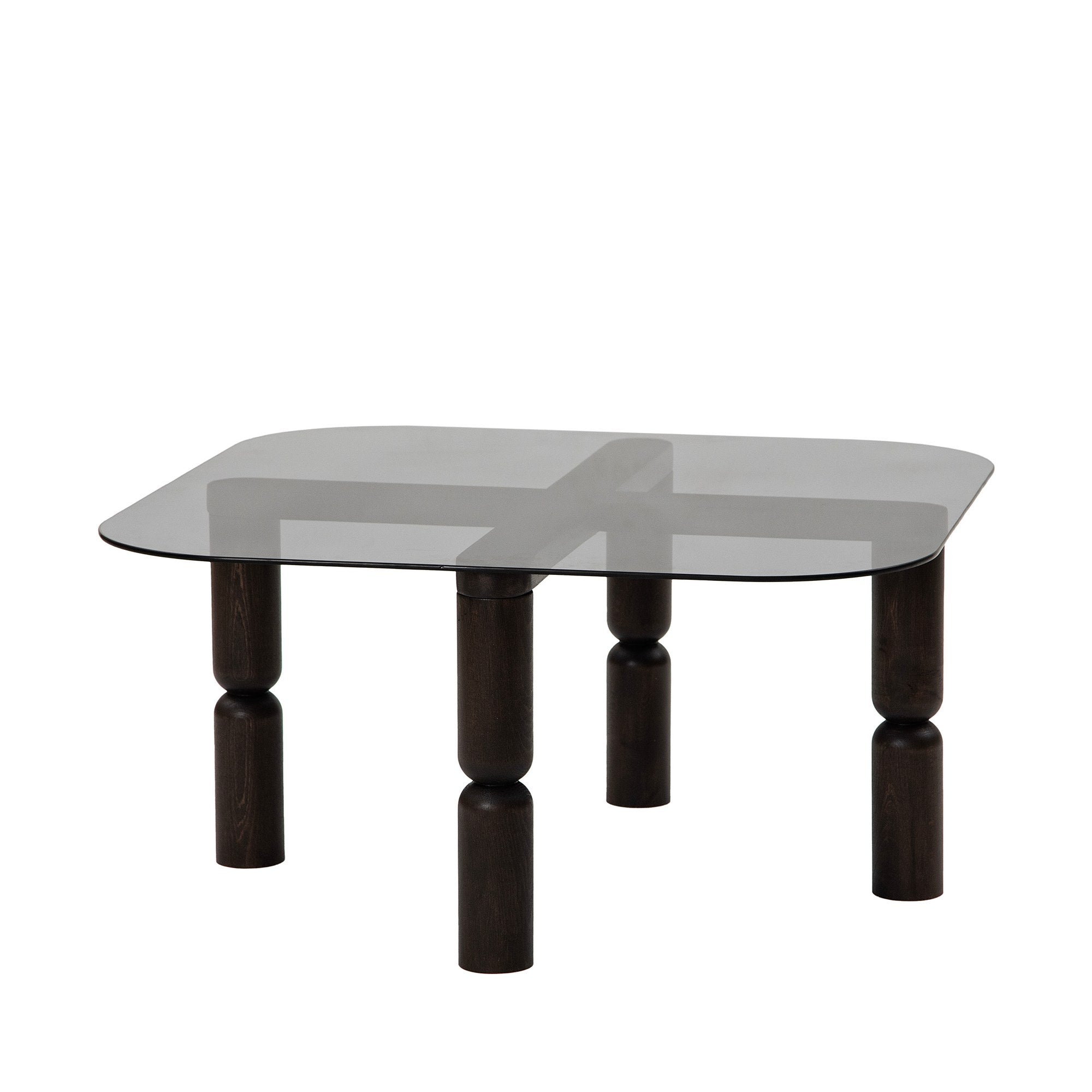 Mesa de centro elegante, 80 cm x 40 cm x 80 cm | Estrutura 100% em vidro temperado e madeira de faia | Cores elegantes em antracite e fumê, perfeita para ambientes modernos