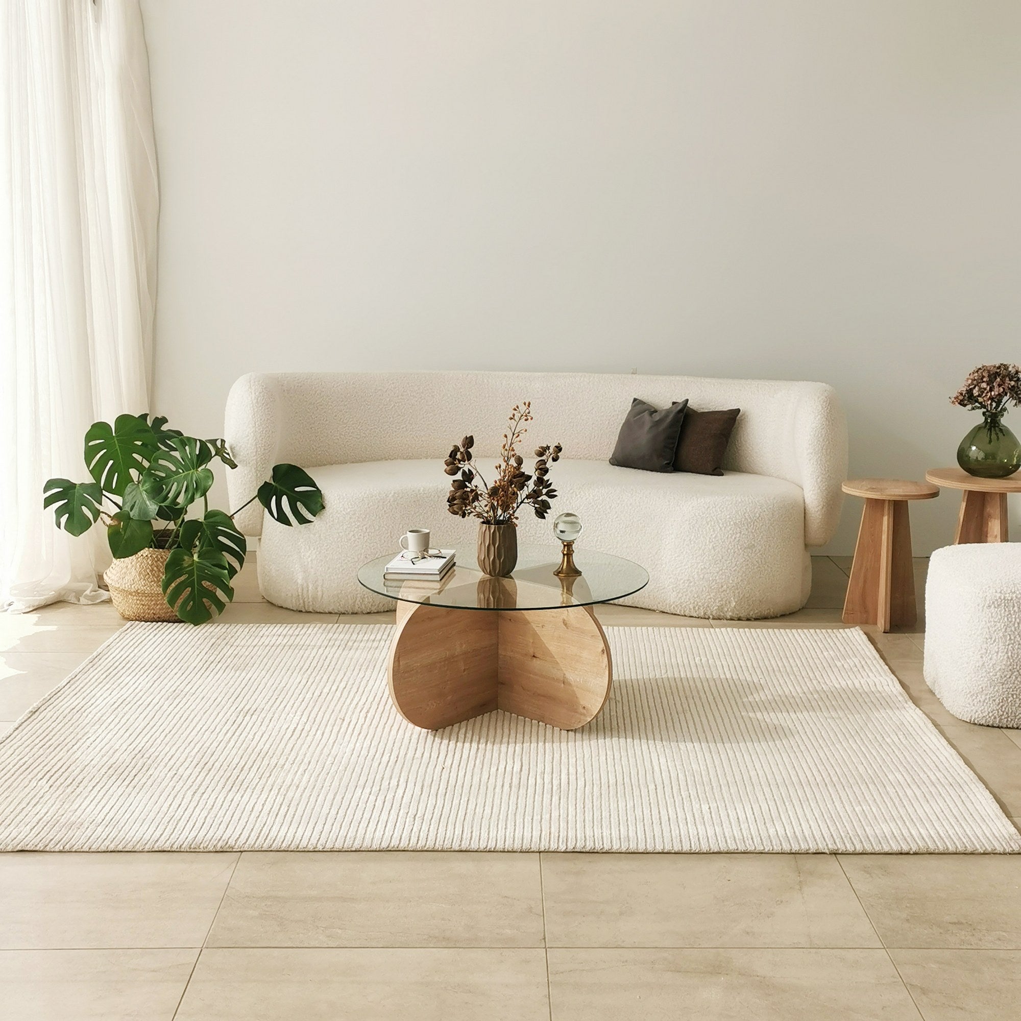 Mesa de Centro em Carvalho Safira, 75 x 35 x 75 cm | Tampo 100% em Vidro Temperado, Estrutura com Revestimento em Melamina de 18 mm | Elegante e Durável para Espaços Modernos
