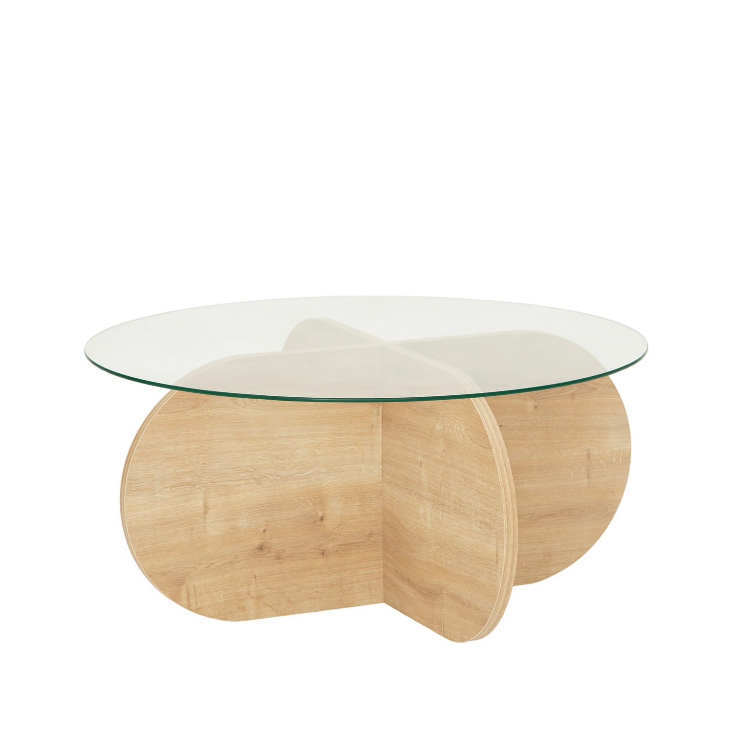 Mesa de Centro em Carvalho Safira, 75 x 35 x 75 cm | Tampo 100% em Vidro Temperado, Estrutura com Revestimento em Melamina de 18 mm | Elegante e Durável para Espaços Modernos