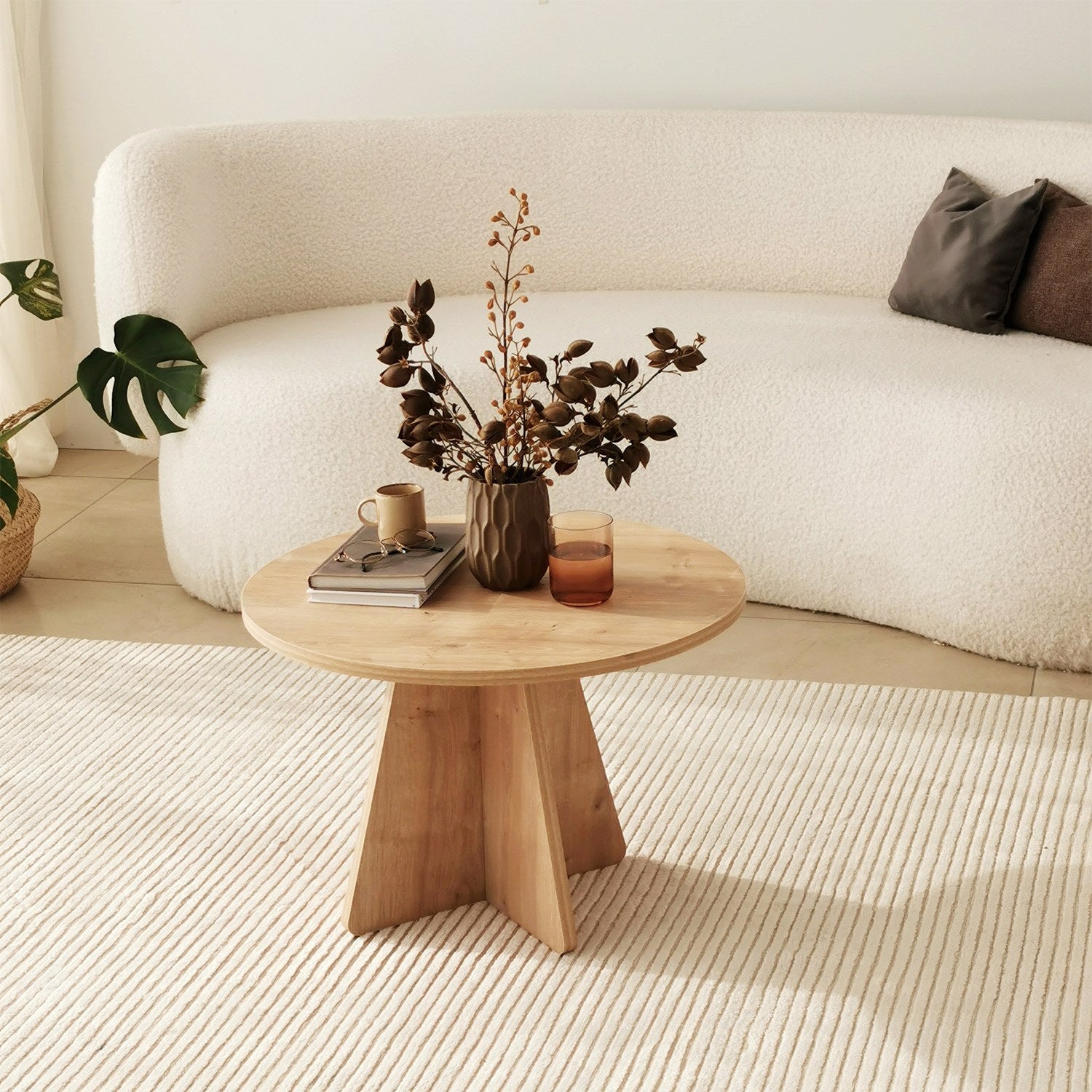 Mesa de Centro em Carvalho Safira, 60 x 60 x 40 cm | Painel de Partículas 100% Revestido em Melamina, 18 mm de Espessura | Elegante e Funcional para Espaços Modernos