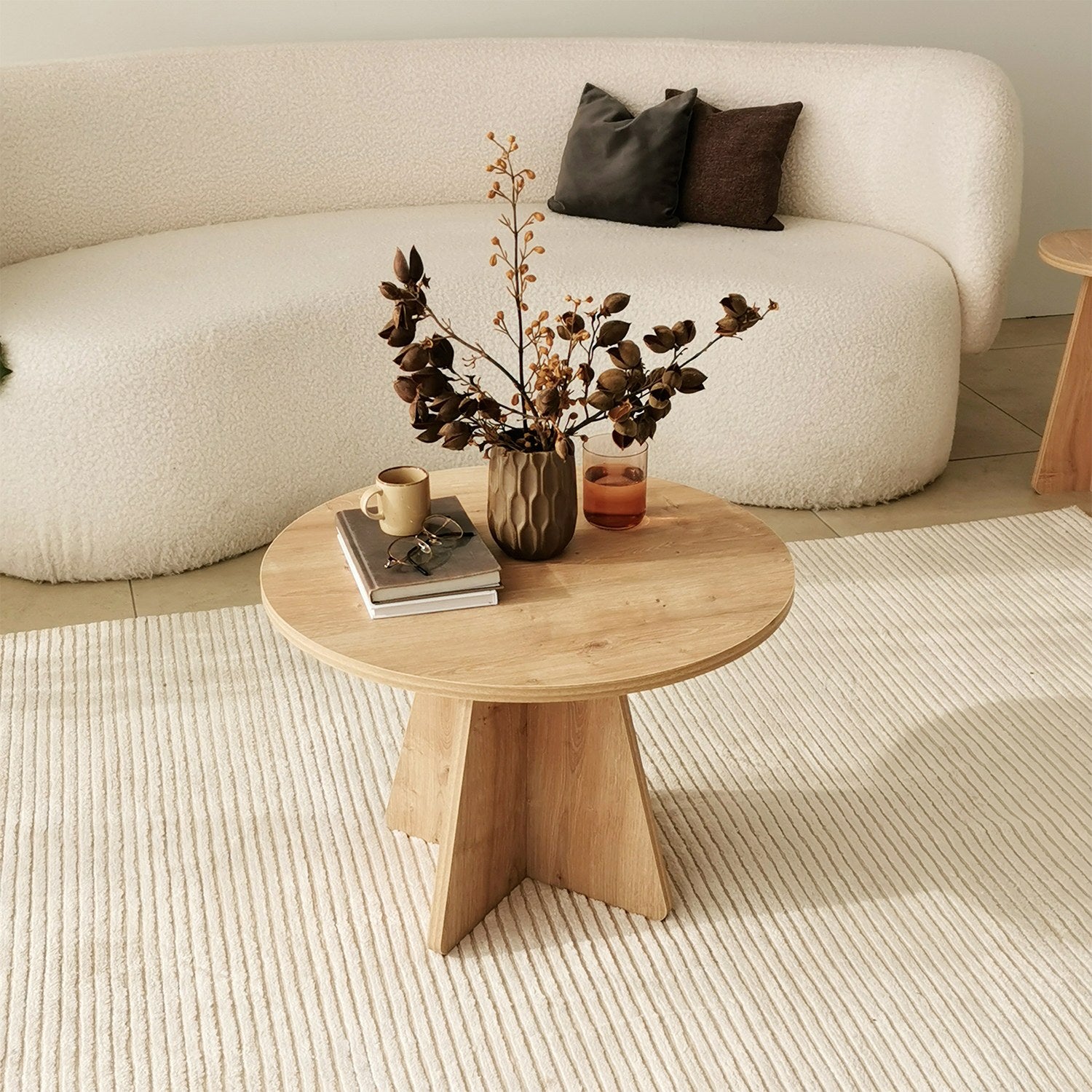 Mesa de Centro em Carvalho Safira, 60 x 60 x 40 cm | Painel de Partículas 100% Revestido em Melamina, 18 mm de Espessura | Elegante e Funcional para Espaços Modernos