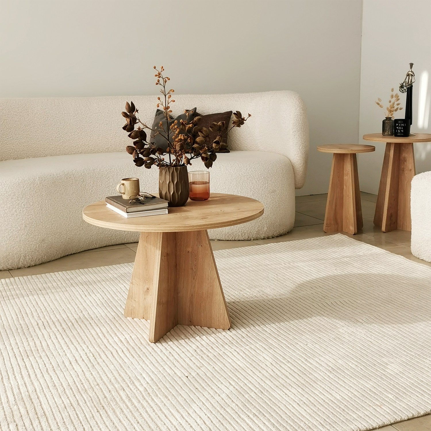 Mesa de Centro em Carvalho Safira, 60 x 60 x 40 cm | Painel de Partículas 100% Revestido em Melamina, 18 mm de Espessura | Elegante e Funcional para Espaços Modernos