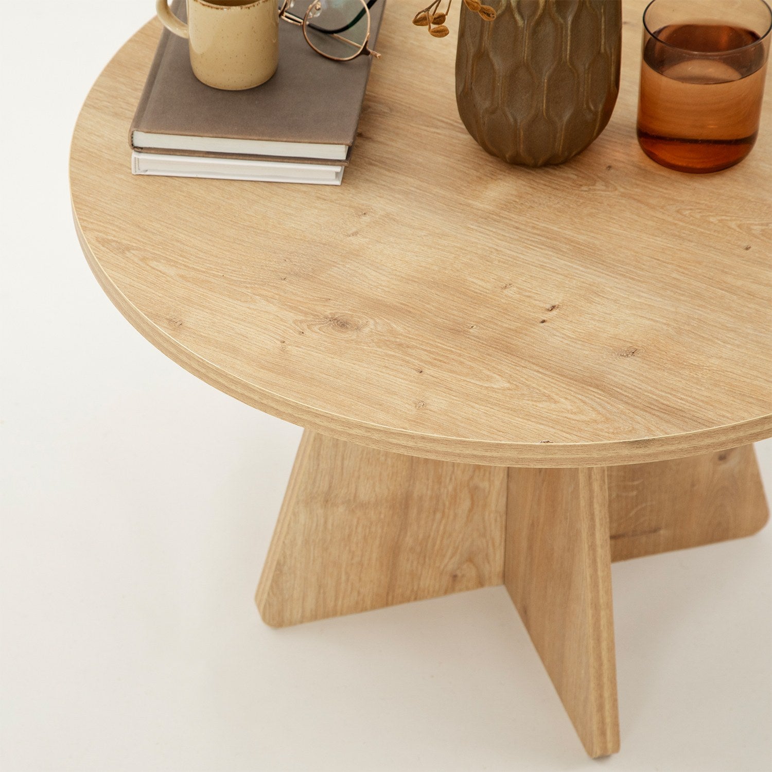 Mesa de Centro em Carvalho Safira, 60 x 60 x 40 cm | Painel de Partículas 100% Revestido em Melamina, 18 mm de Espessura | Elegante e Funcional para Espaços Modernos
