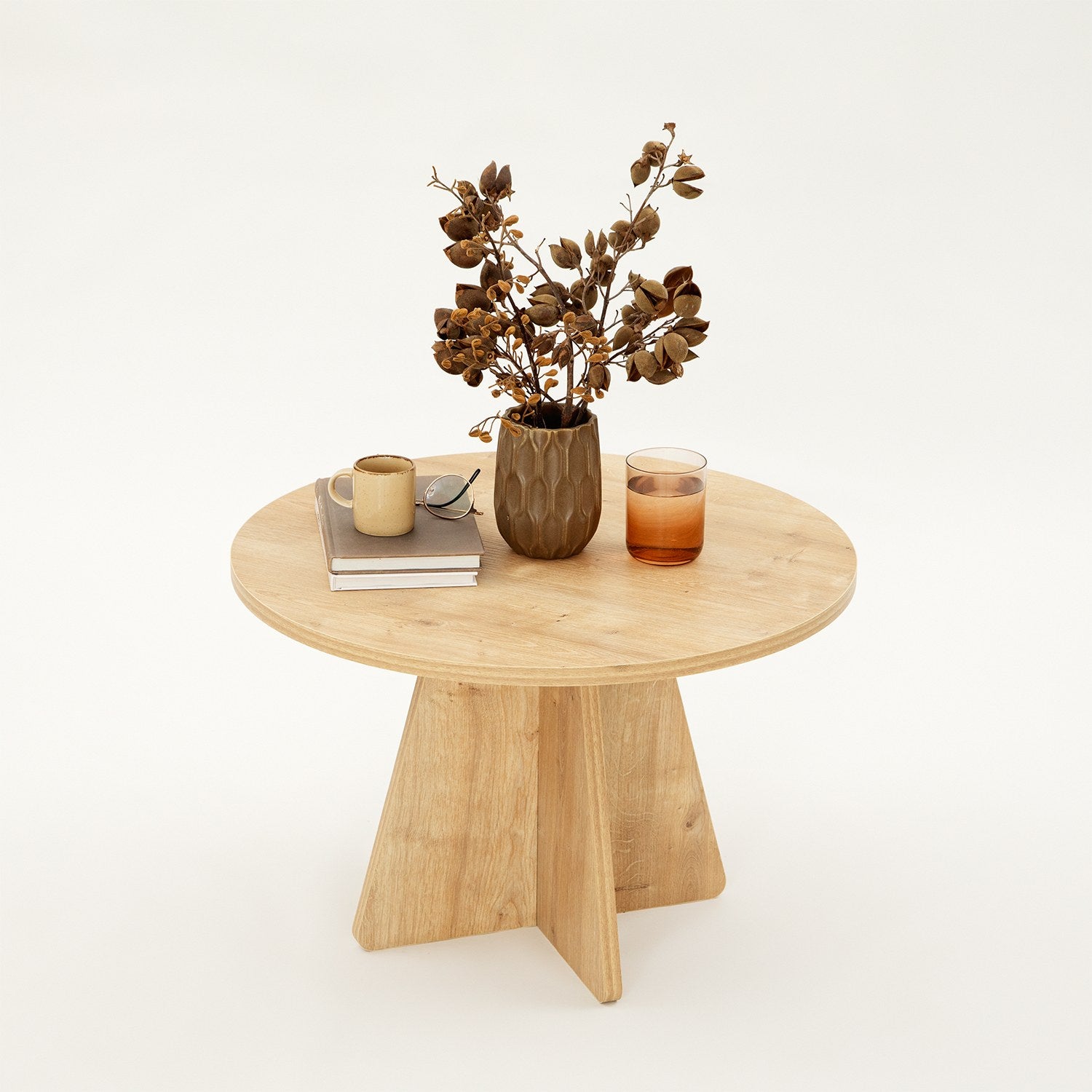 Mesa de Centro em Carvalho Safira, 60 x 60 x 40 cm | Painel de Partículas 100% Revestido em Melamina, 18 mm de Espessura | Elegante e Funcional para Espaços Modernos