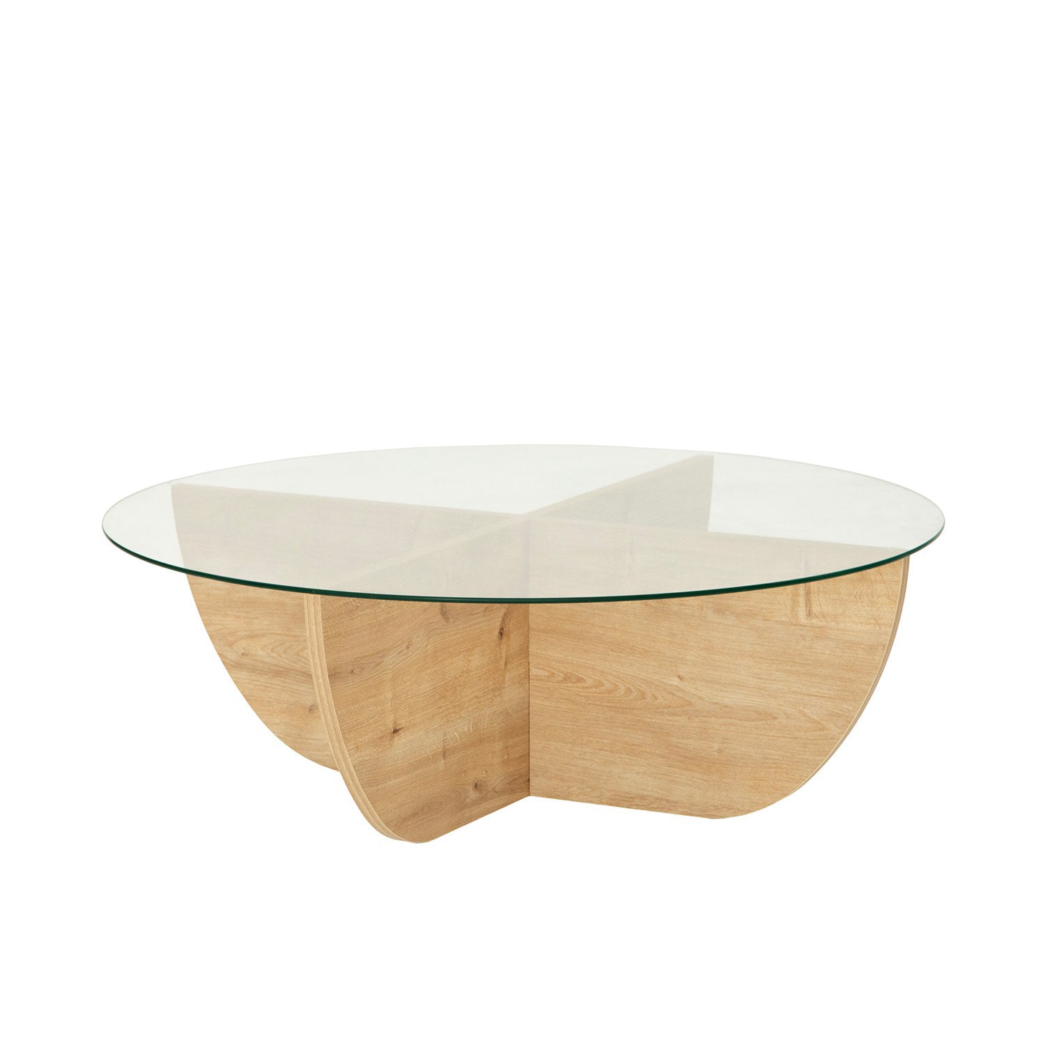 Mesa de Centro em Carvalho Safira, 90 x 30 x 90 cm | Tampo 100% em Vidro Temperado, Estrutura com Revestimento em Melamina de 18 mm | Elegante e Durável para Espaços Modernos