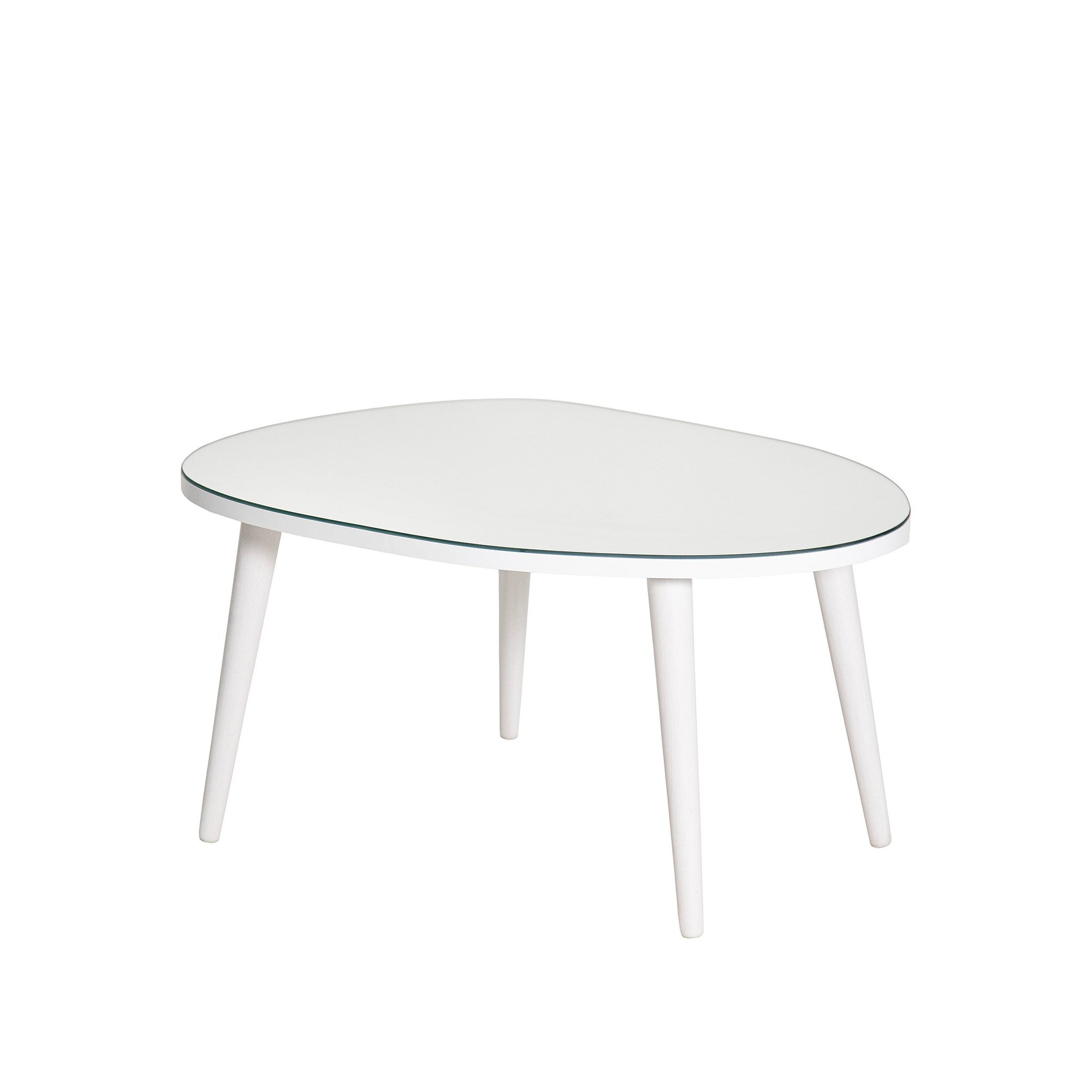 Mesa de Centro Branca Elegante, 75 x 55 x 38 cm | Tampo 100% Vidro Temperado, Estrutura 100% Aglomerado Revestido em Melamina, 18 mm de Espessura | Design Moderno para Sala de Estar