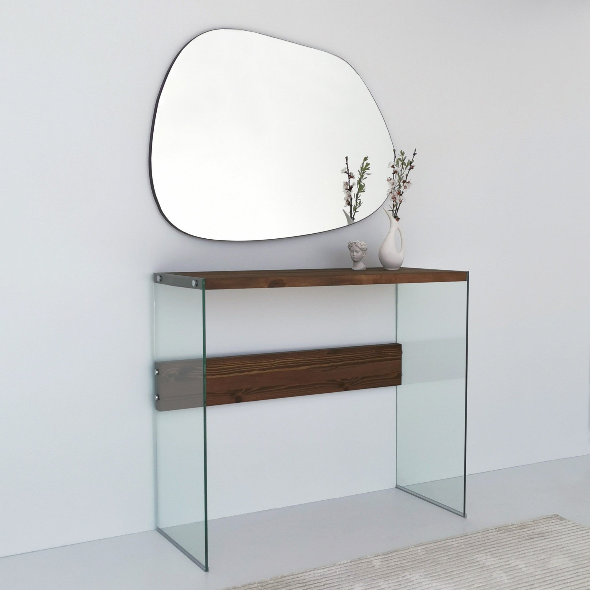 Espelho de Parede Moderno, 90 x 70 cm, 100% MDF, Acabamento Transparente | Design Escandinavo Montado para Hotéis e Espaços Contemporâneos