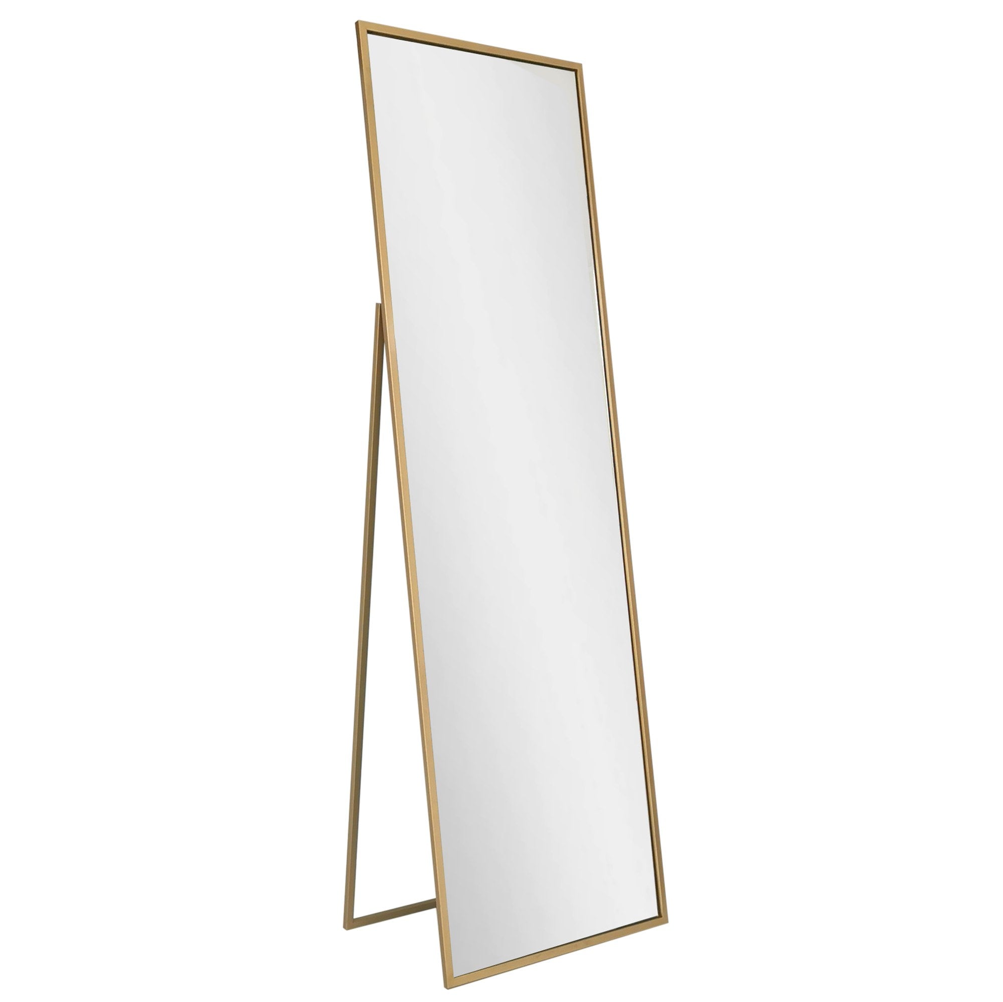 Espelho Cheval Elegante com Moldura de Metal Dourado, 50 cm x 170 cm | Inclui Espelho e Prateleiras, Montável na Parede | Design Moderno e Glamouroso para Casa e Hotel