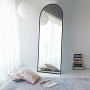 Espelho Cheval moderno, preto fosco, 65 x 180 x 1,5 cm | Estrutura 100% metálica, ecológico, ajustável, resistente à umidade | Perfeito para decoração escandinava e hoteleira