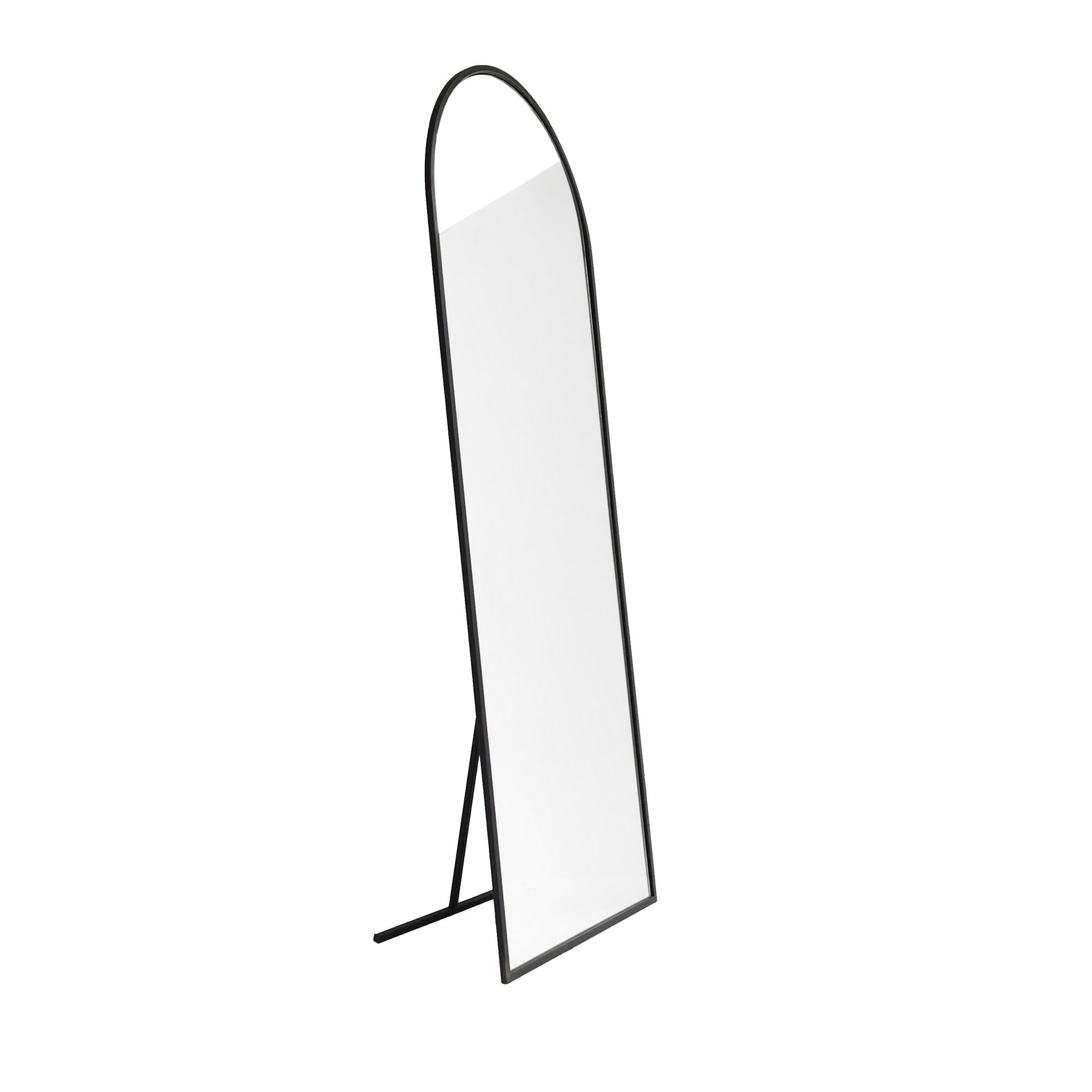 Espelho Cheval moderno, preto fosco, 65 x 180 x 1,5 cm | Estrutura 100% metálica, ecológico, ajustável, resistente à umidade | Perfeito para decoração escandinava e hoteleira