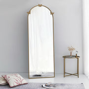Espelho Cheval Elegante, Dourado Fosco, 65 x 180 x 1,5 cm | Estrutura 100% Metal, Resistente à Umidade, Montável na Parede, Ajustável | Design Moderno e Glamouroso para Qualquer Espaço