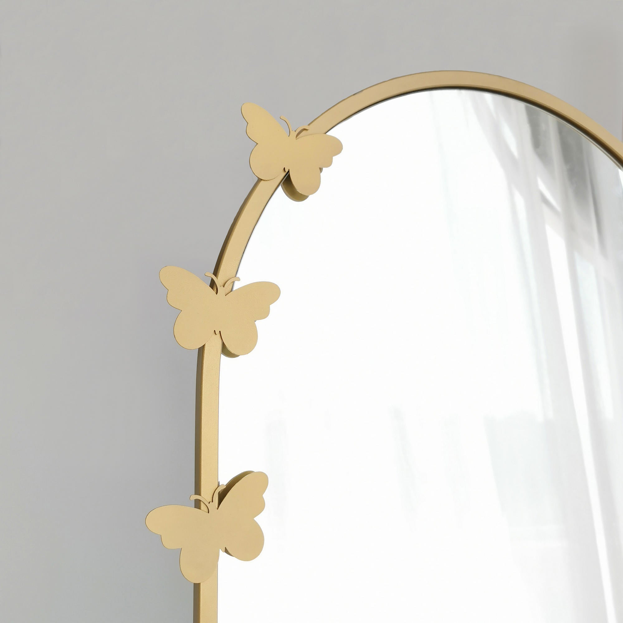 Espelho Cheval Elegante, Dourado Fosco, 65 x 180 x 1,5 cm | Estrutura 100% Metal, Resistente à Umidade, Montável na Parede, Ajustável | Design Moderno e Glamouroso para Qualquer Espaço