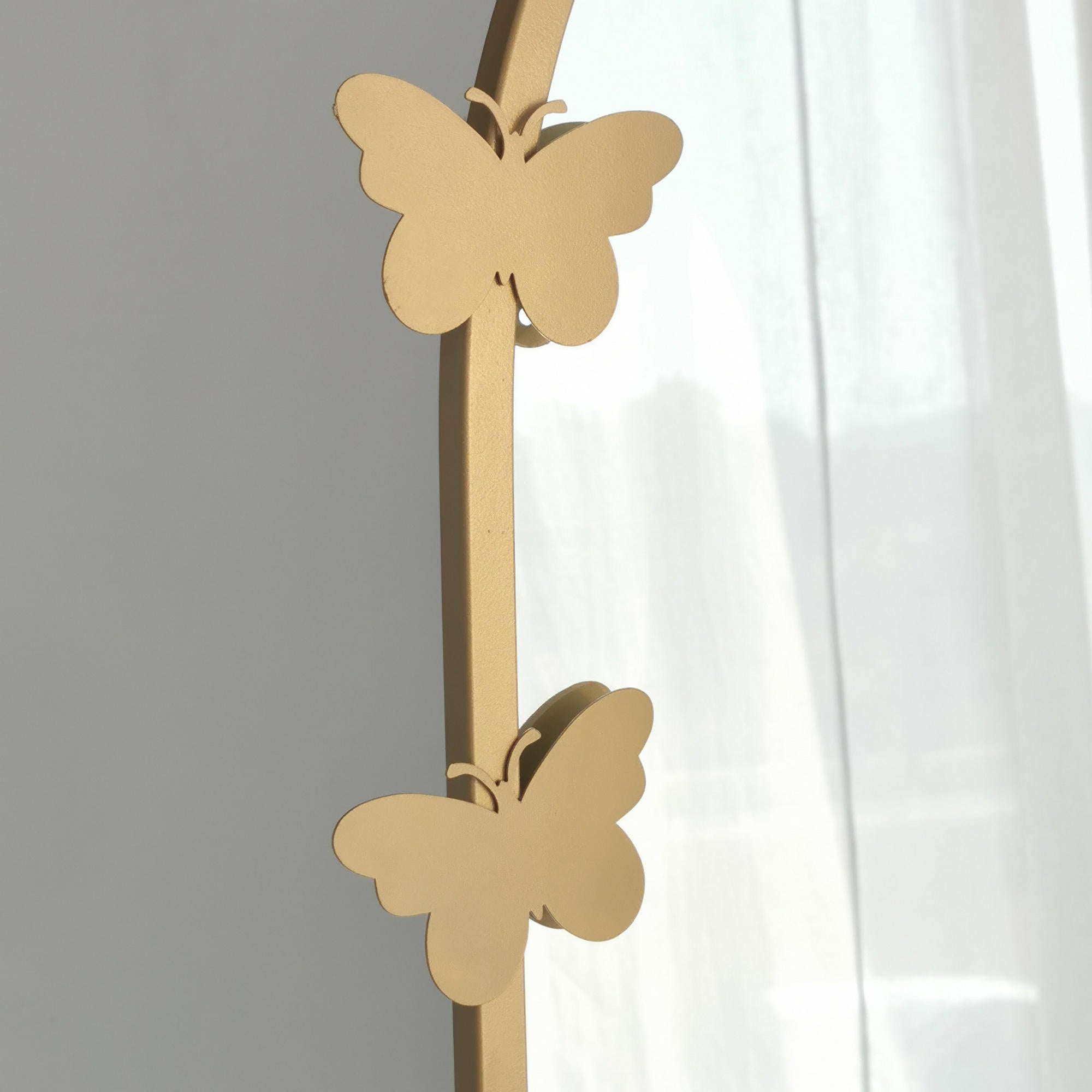 Espelho Cheval Elegante, Dourado Fosco, 65 x 180 x 1,5 cm | Estrutura 100% Metal, Resistente à Umidade, Montável na Parede, Ajustável | Design Moderno e Glamouroso para Qualquer Espaço