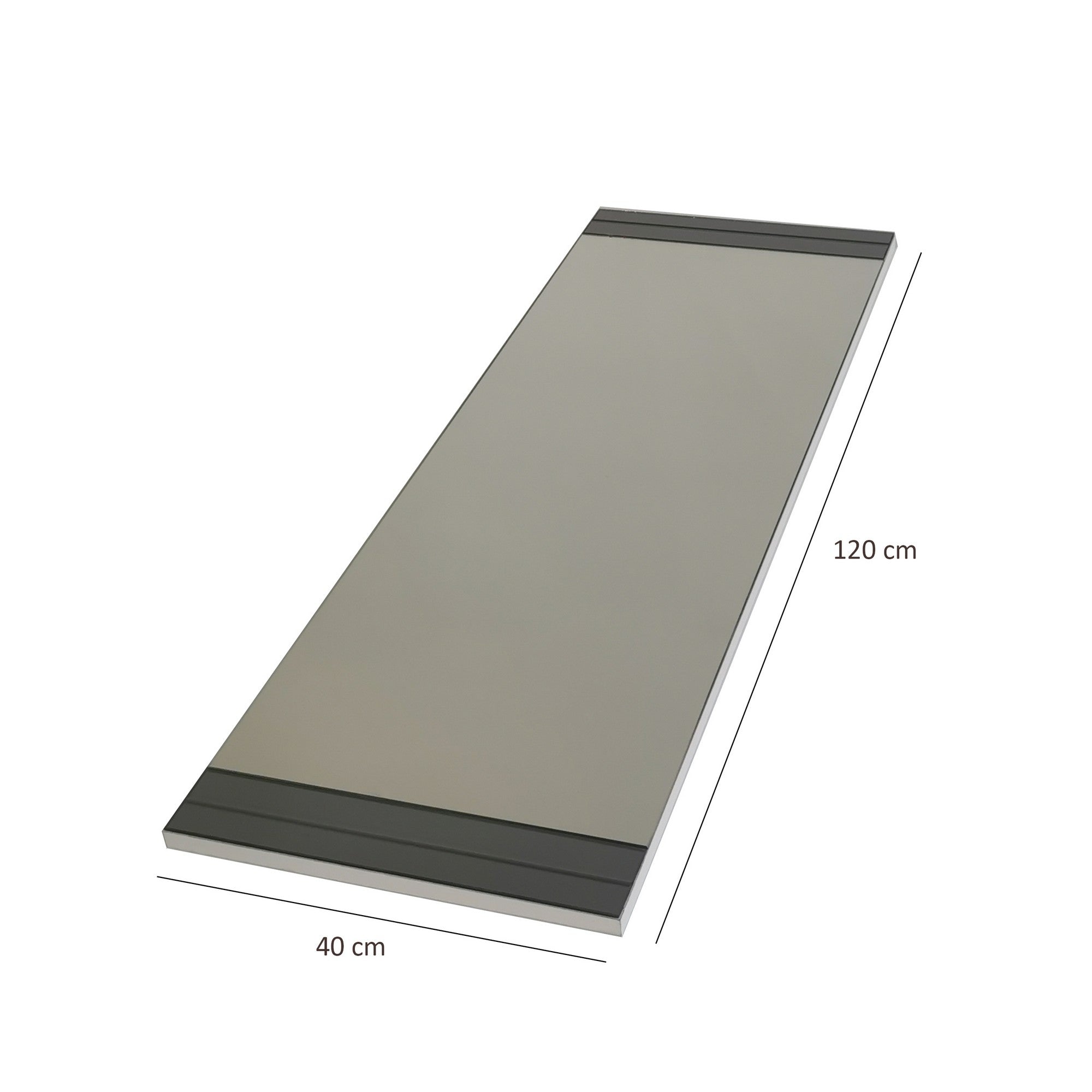 Espelho de parede moderno, branco, 40 x 120 x 2,2 cm | 100% revestido em melamina, resistente à umidade, com fita de PVC | Design ajustável e ecológico para residências e hotéis