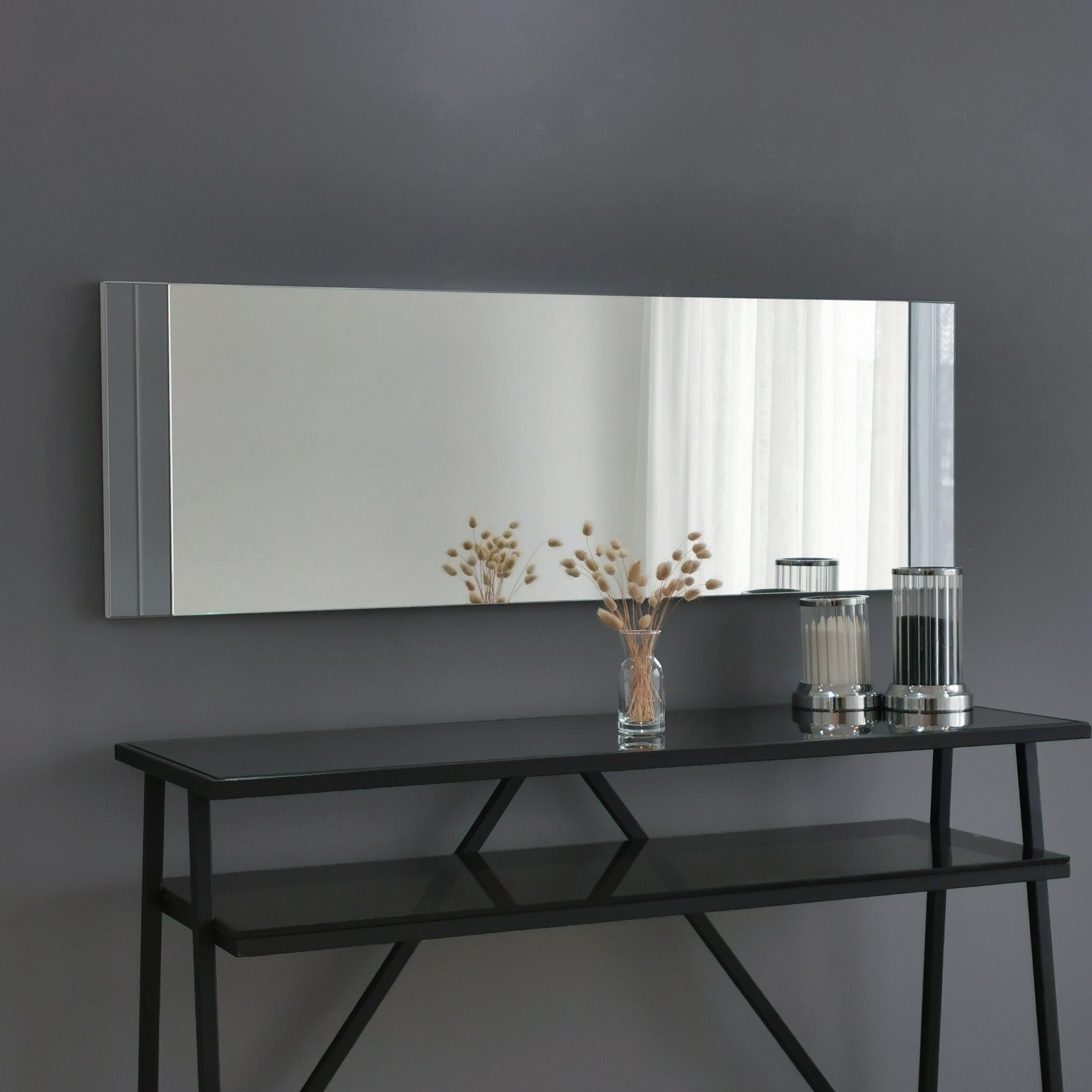 Espelho de parede moderno, branco, 40 x 120 x 2,2 cm | 100% revestido em melamina, resistente à umidade, com fita de PVC | Design ajustável e ecológico para residências e hotéis