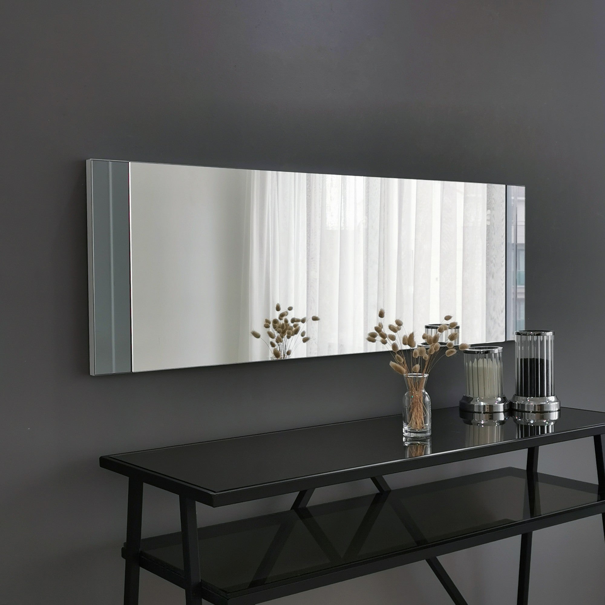 Espelho de parede moderno, branco, 40 x 120 x 2,2 cm | 100% revestido em melamina, resistente à umidade, com fita de PVC | Design ajustável e ecológico para residências e hotéis