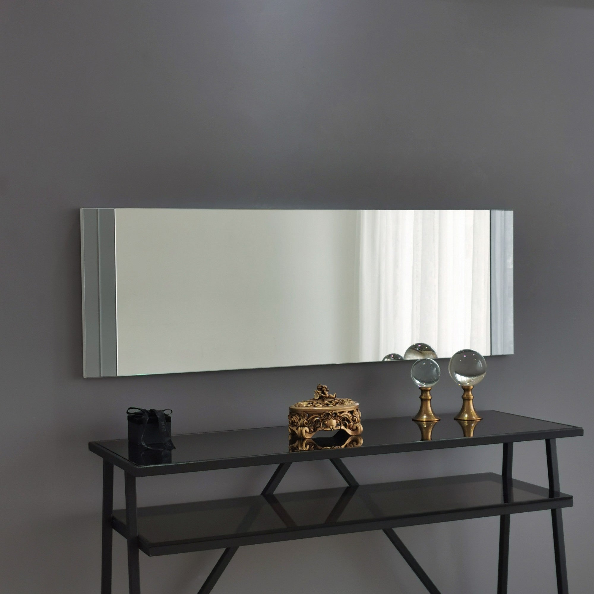 Espelho de parede moderno, branco, 40 x 120 x 2,2 cm | 100% revestido em melamina, resistente à umidade, com fita de PVC | Design ajustável e ecológico para residências e hotéis